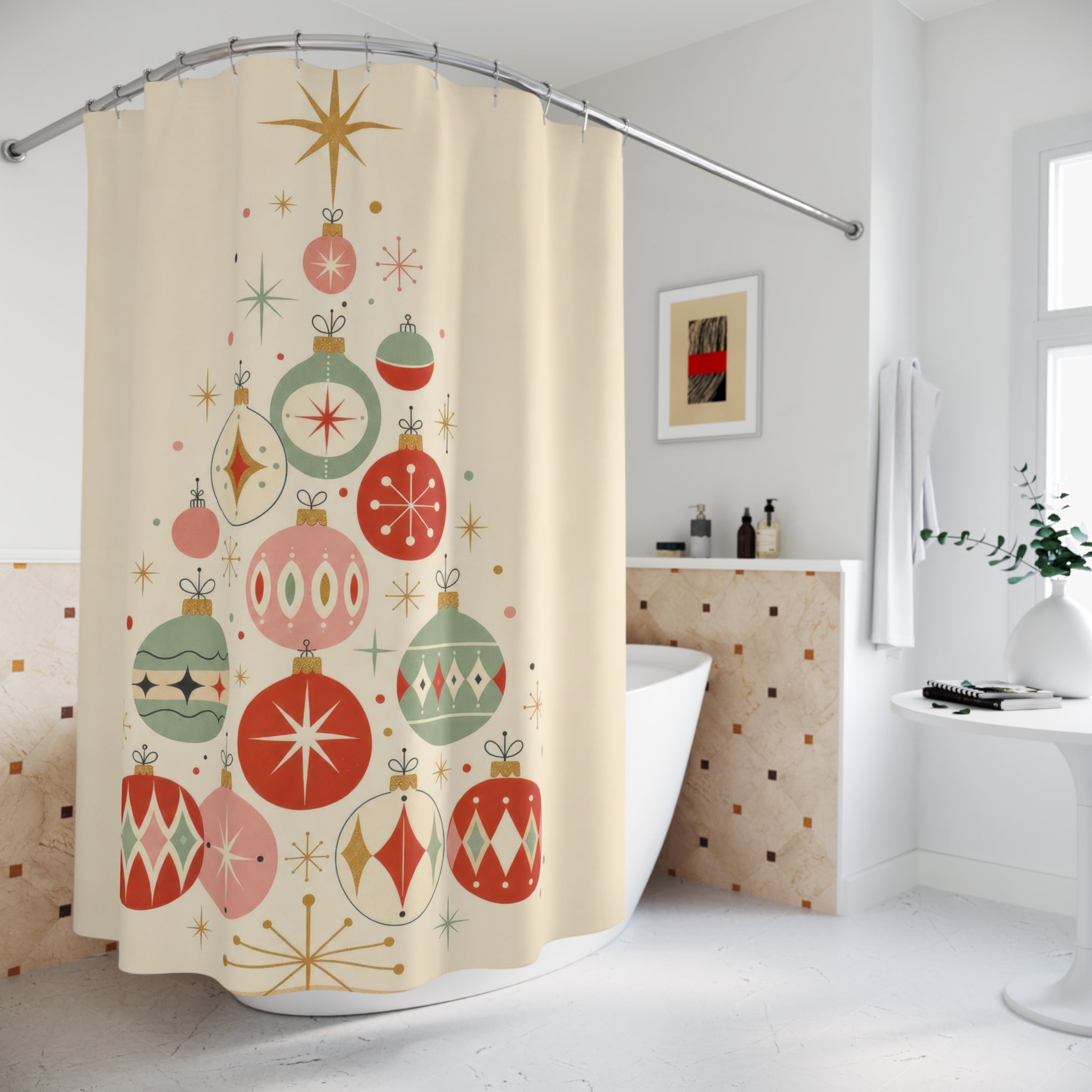 Vintage Christmas Shower Curtain