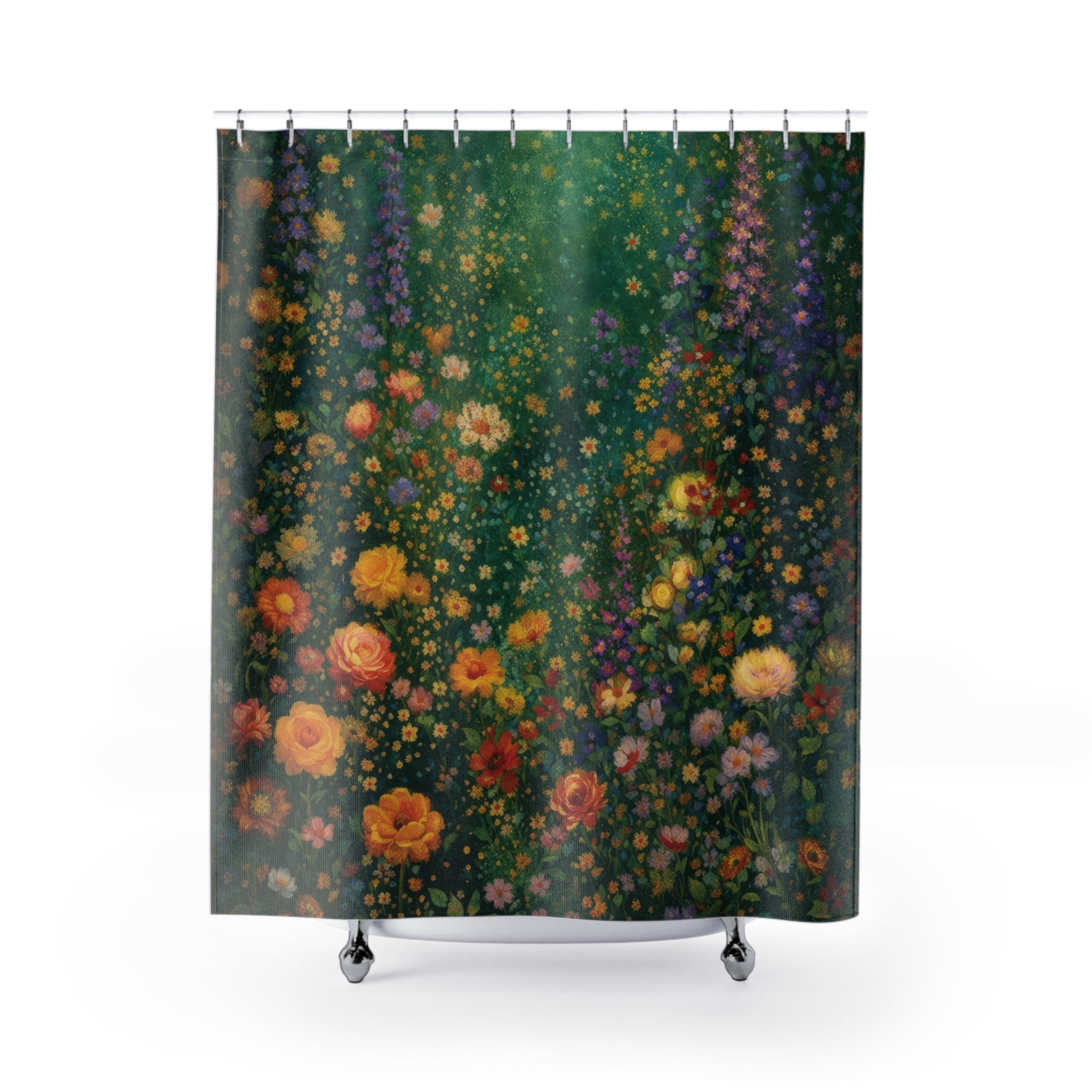 Klimt Wildflower Shower Curtain – Green Botanical