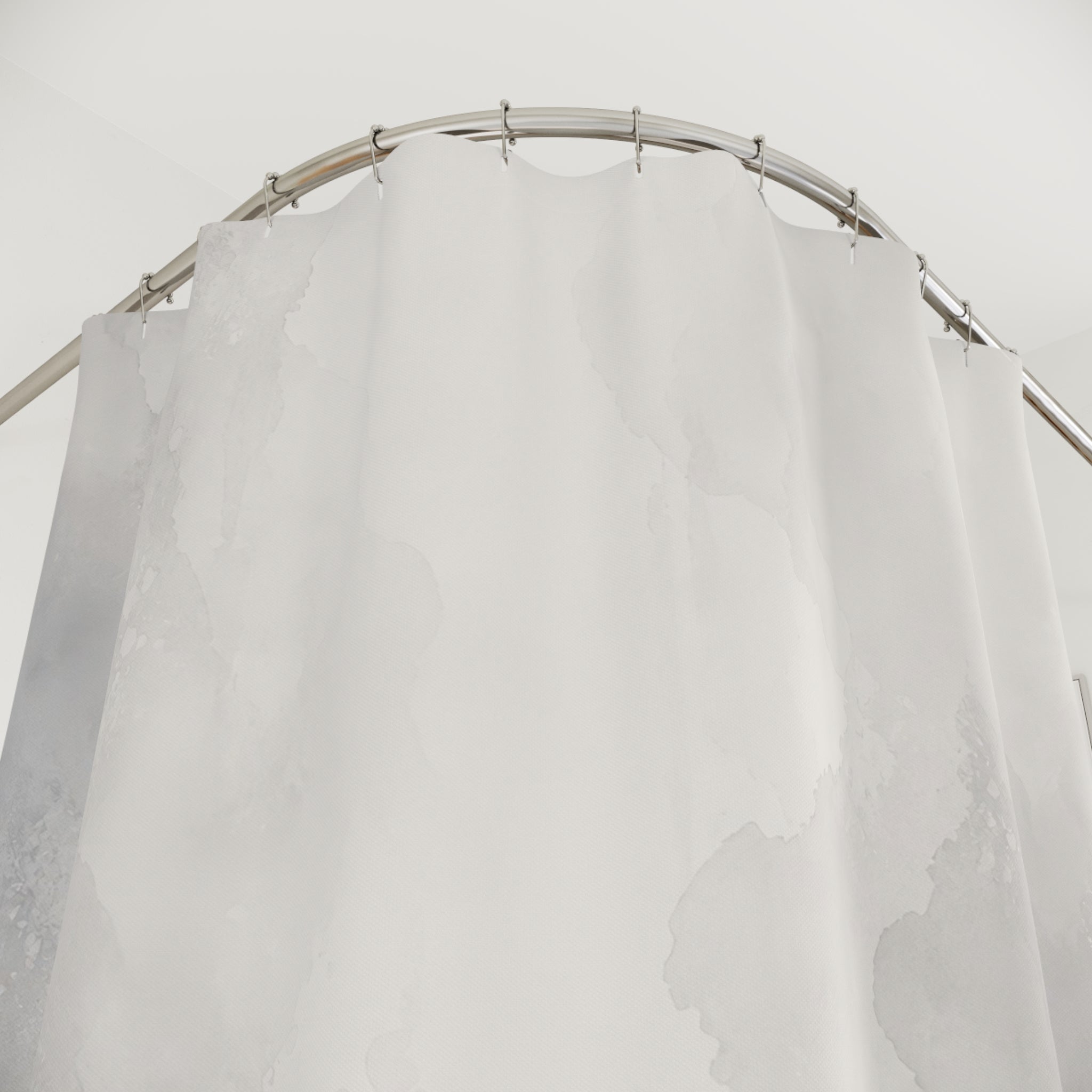 White Watercolor Stone Shower Curtain