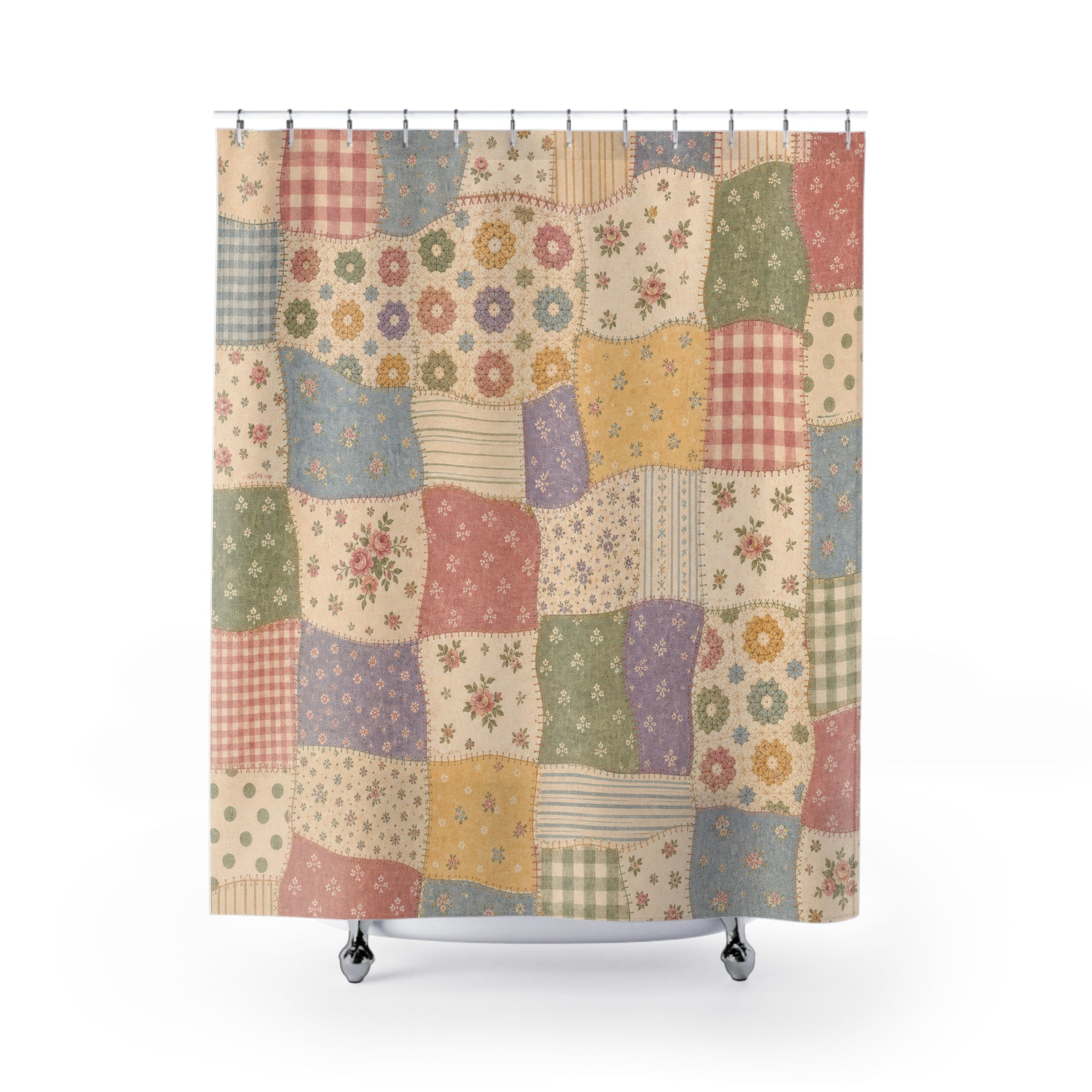Vintage Floral Cottagecore Shower Curtain