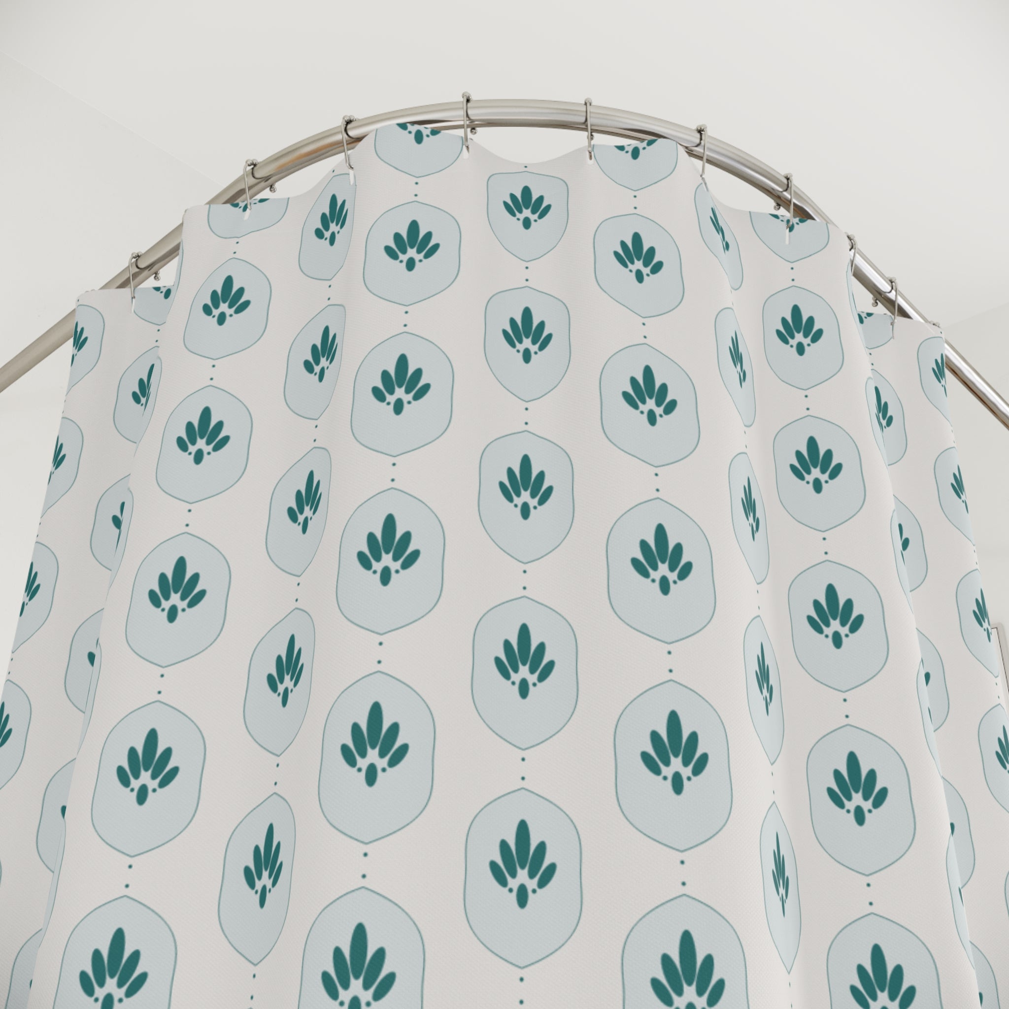 Teal Damask Shower Curtain – Jewel-Tone Ogee