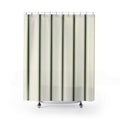 Green Striped Shower Curtain, Dark Green Pinstripe Bath Decor, Cream Farmhouse Pattern, Guest Bathroom Style, Classic Green Stripe Style