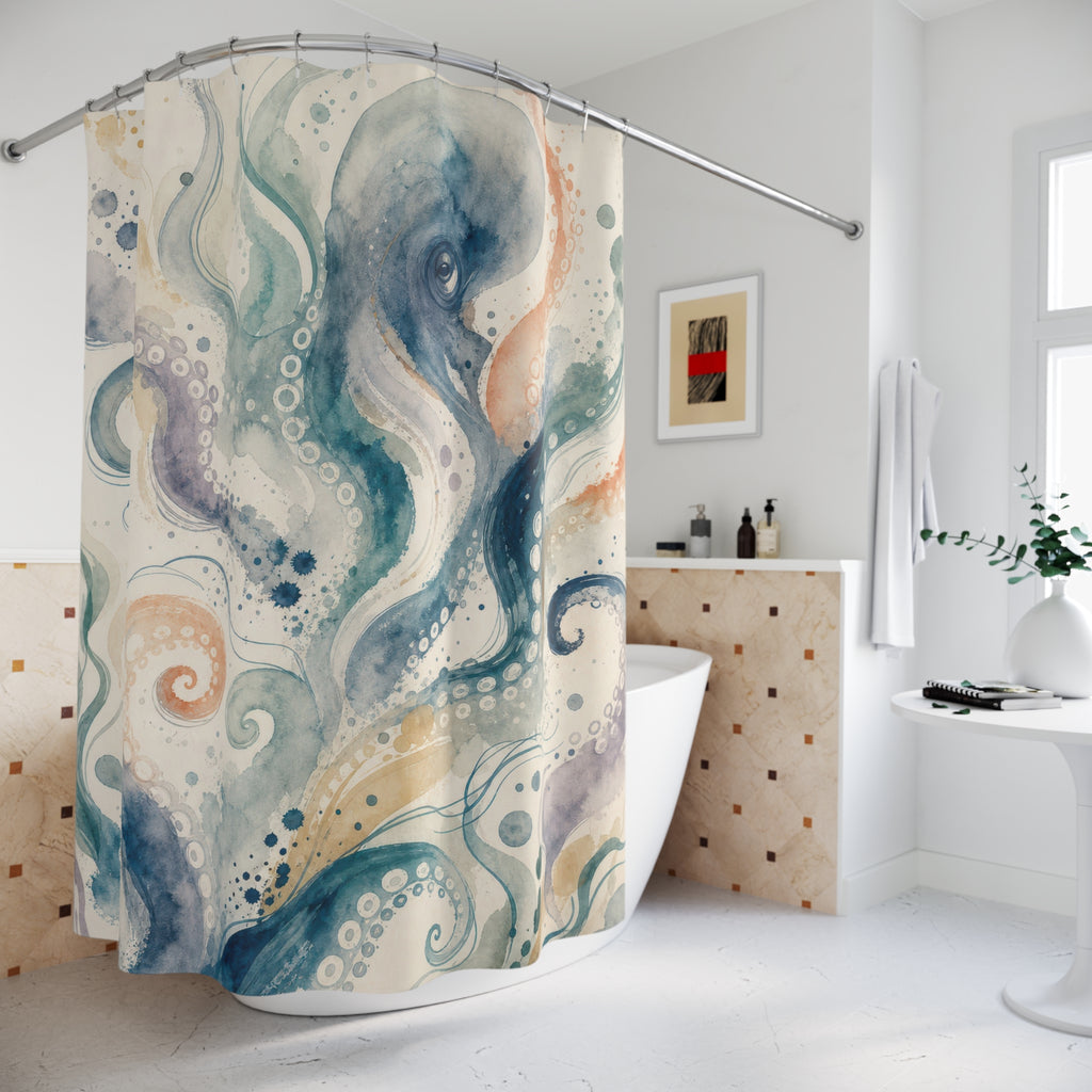 Octopus Ocean Nautical Shower Curtain