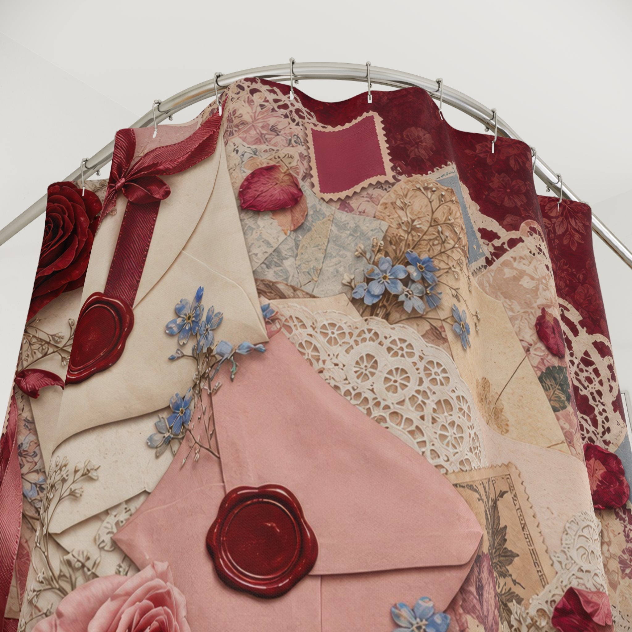 Vintage Love Letter Valentine Shower Curtain
