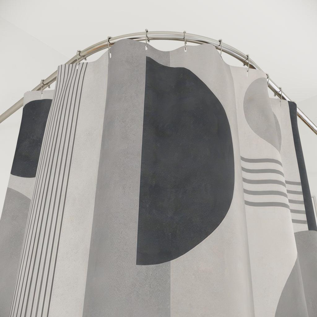 Gray Black Circle Block Shower Curtain