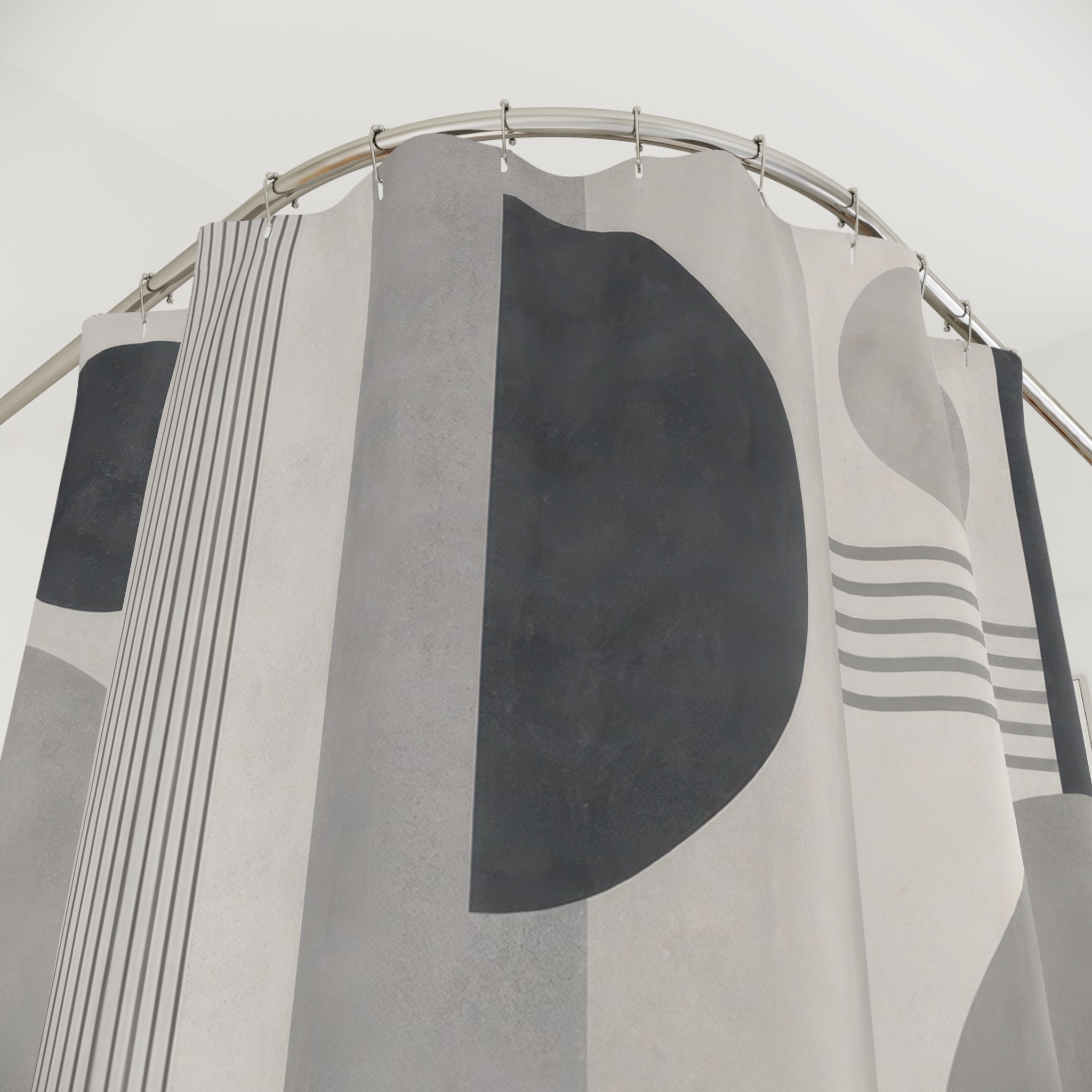 Gray Black Circle Block Shower Curtain
