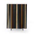 Charcoal Tan Gold Vertical Stripe Shower Curtain
