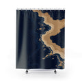 Coastal Contours Navy and Beige Shower Curtain