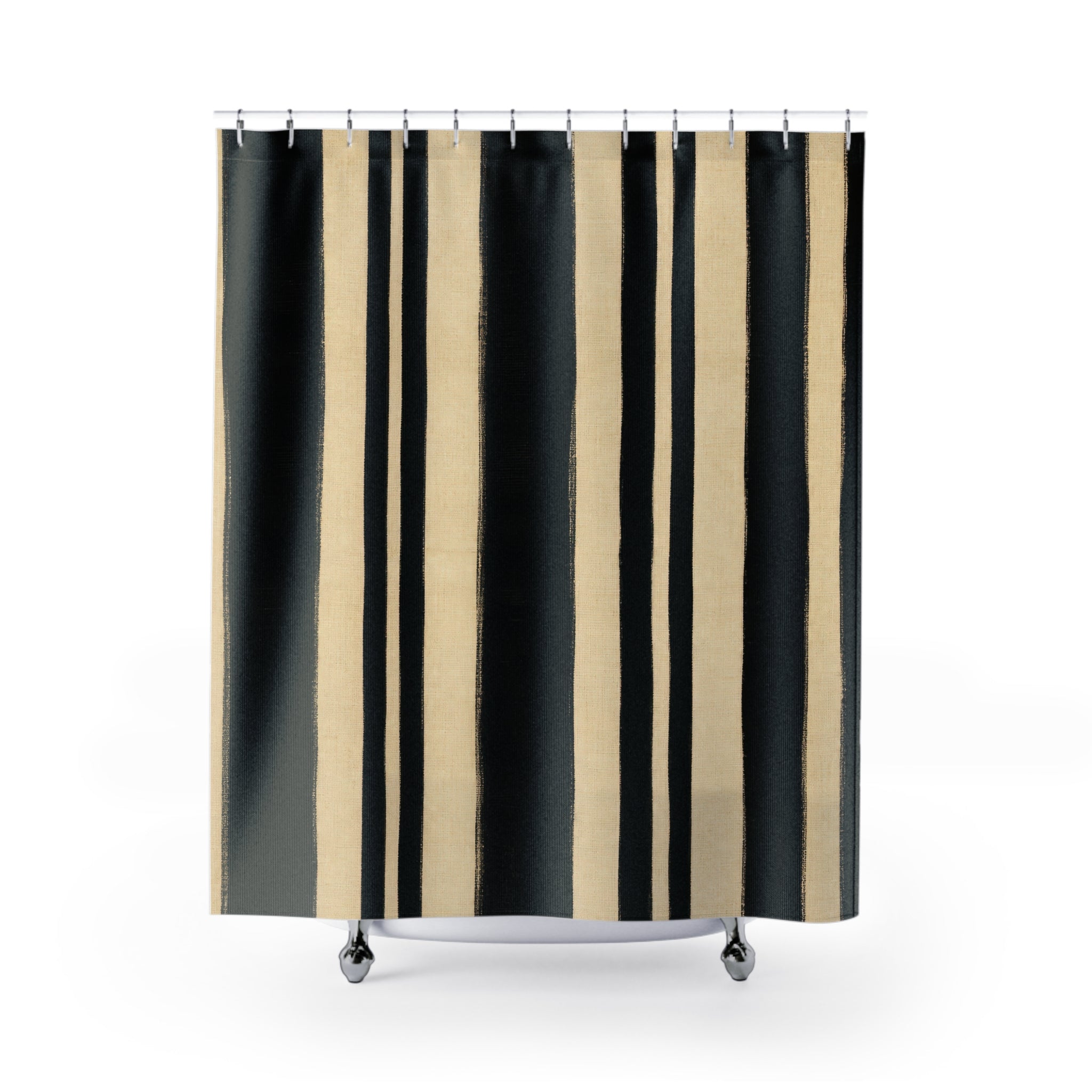 Cream Vertical Stripe Shower Curtain