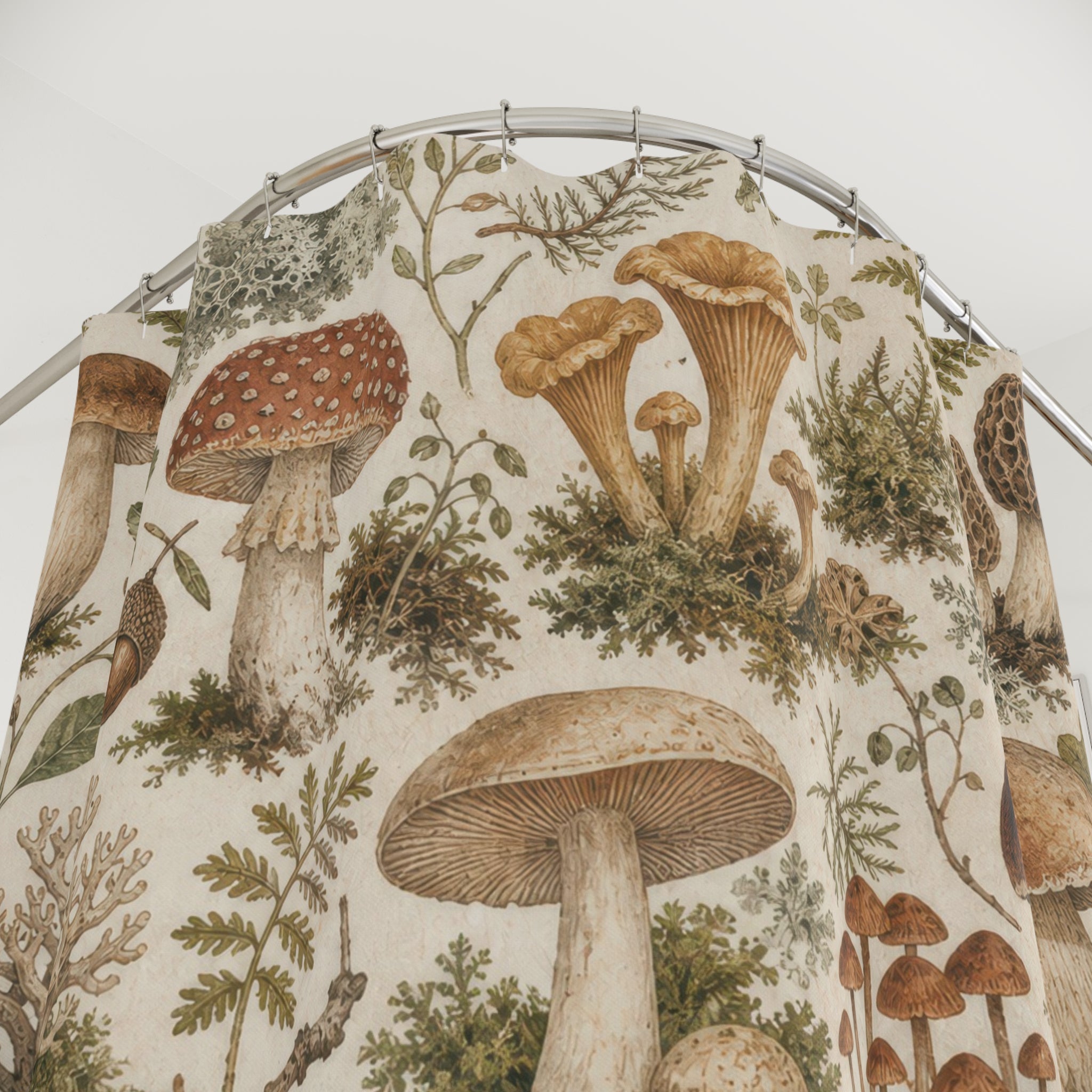 Woodland Mushroom Botanical Floral Modern Forest Shower Curtain