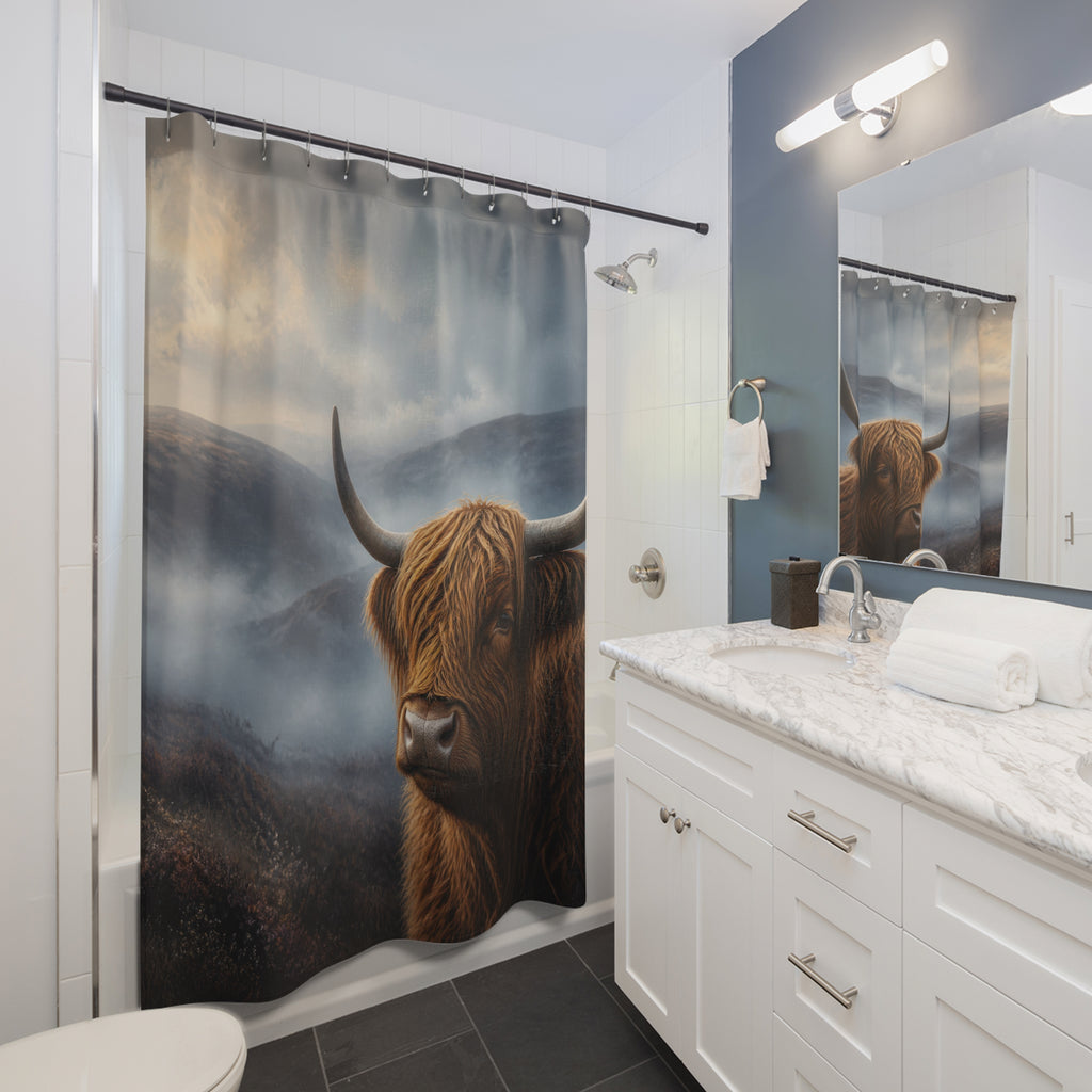 Misty Moor Highland Cow Shower Curtain