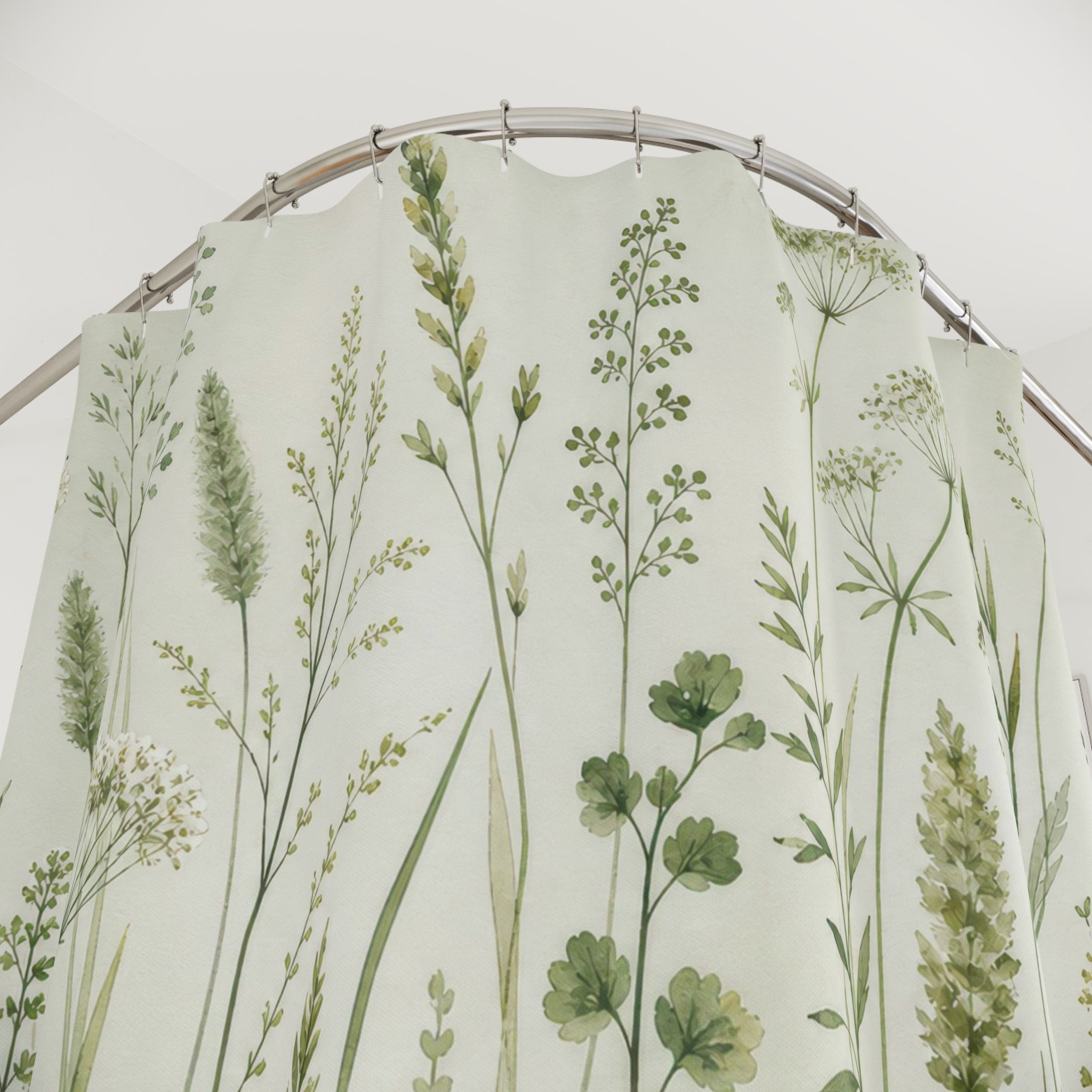 Green Wildflower Meadow Shower Curtain
