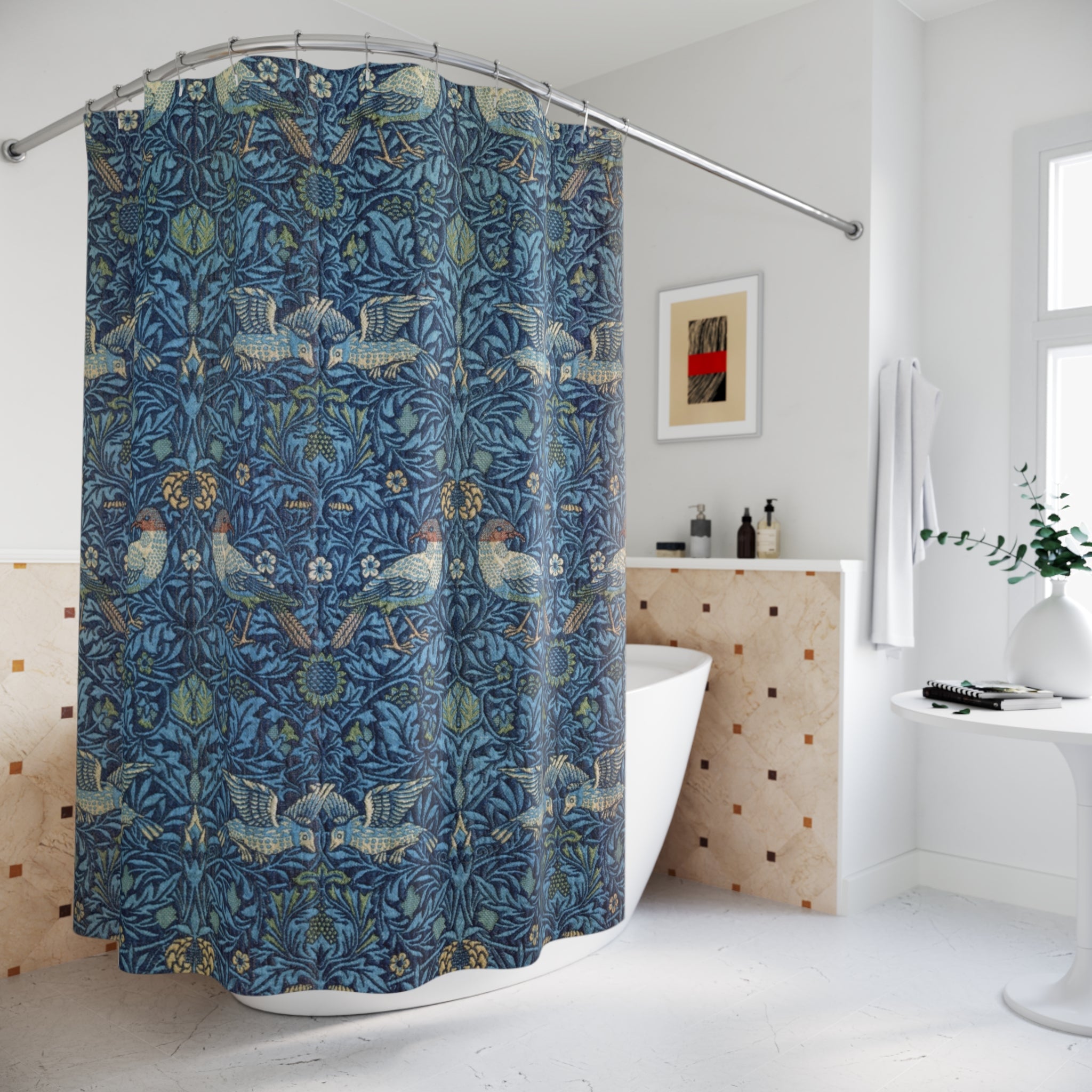 William Morris Bird Shower Curtain – Indigo