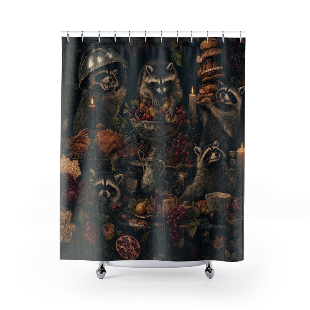 Raccoon Candlelight Banquet Shower Curtain