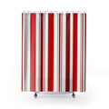 Red and White Striped Shower Curtain, Cabana Stripe Bath Decor, Bold Vertical Stripe Pattern, Classic Guest Bathroom, Tailored Red Bath