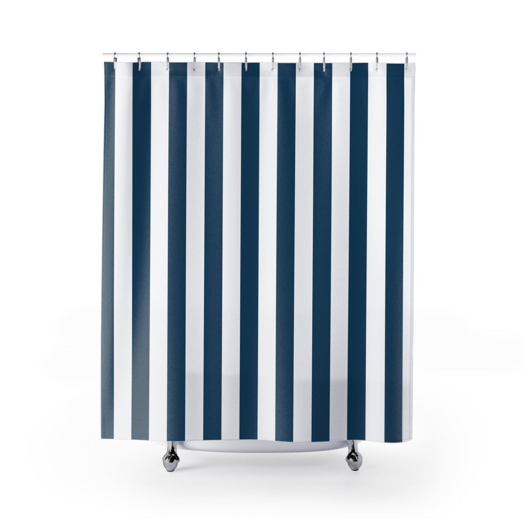 Navy Cabana Stripe Shower Curtain