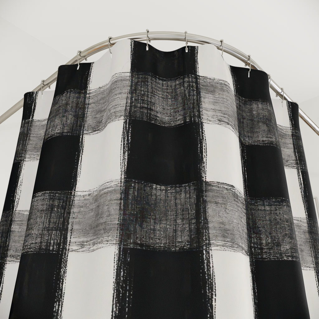 Black White Plaid Shower Curtain