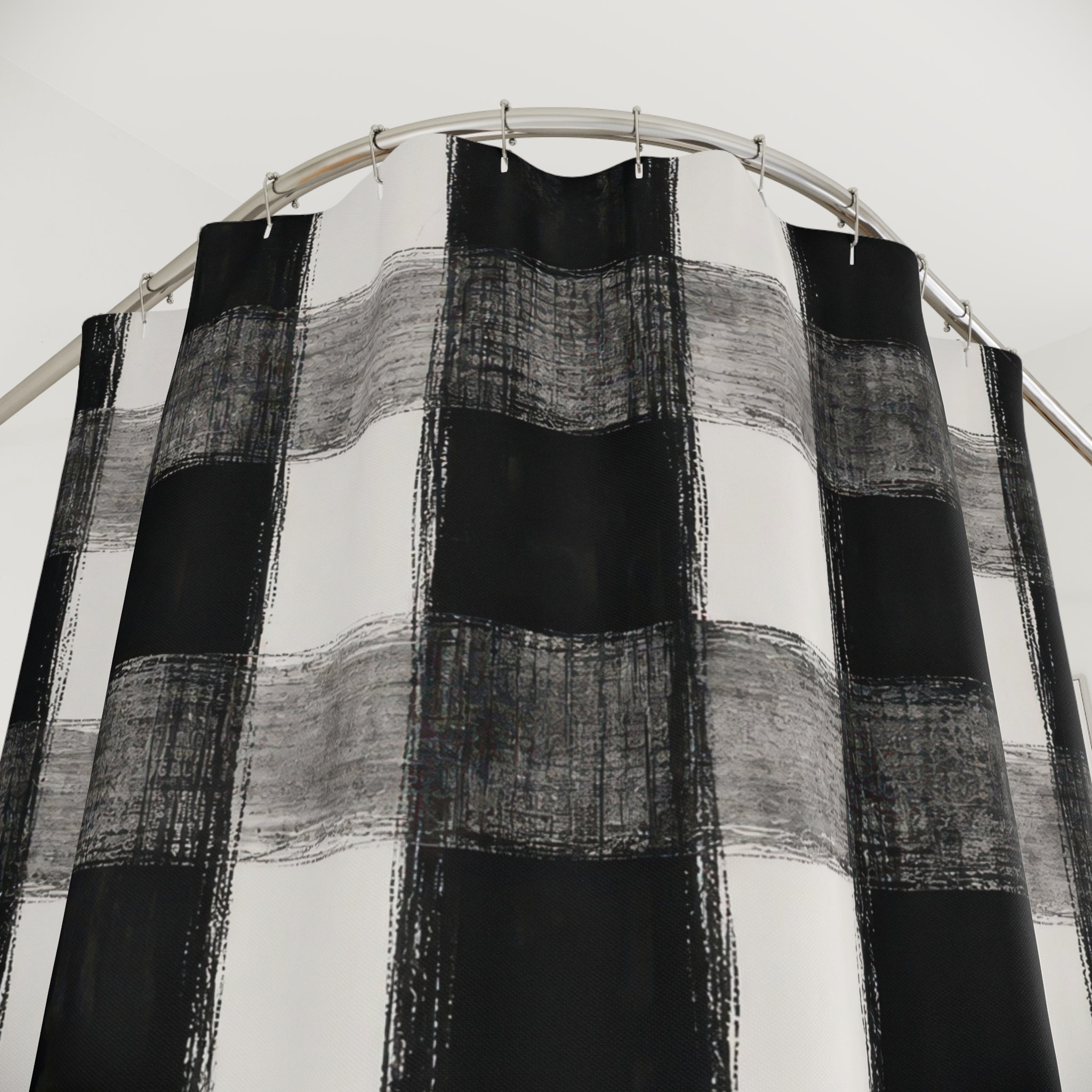 Black White Plaid Shower Curtain
