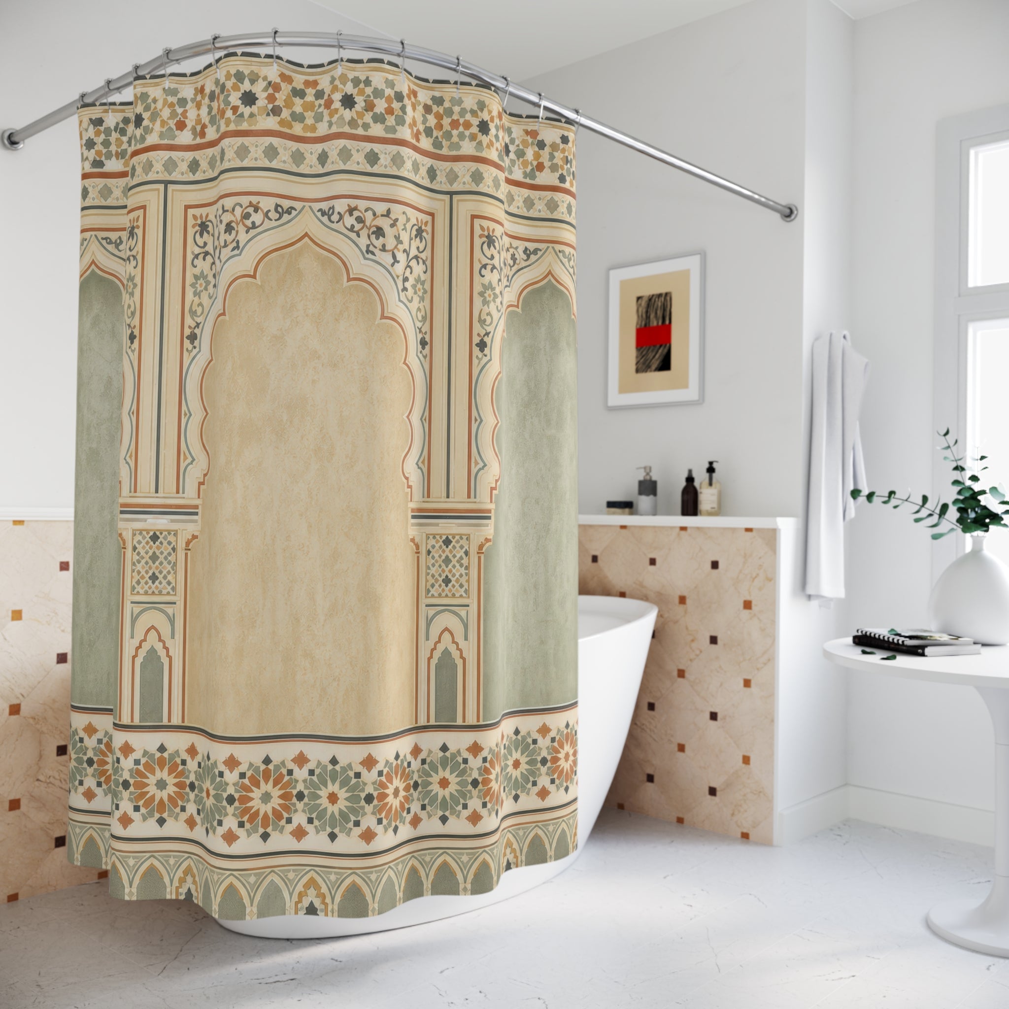 Sage Tile Shower Curtain