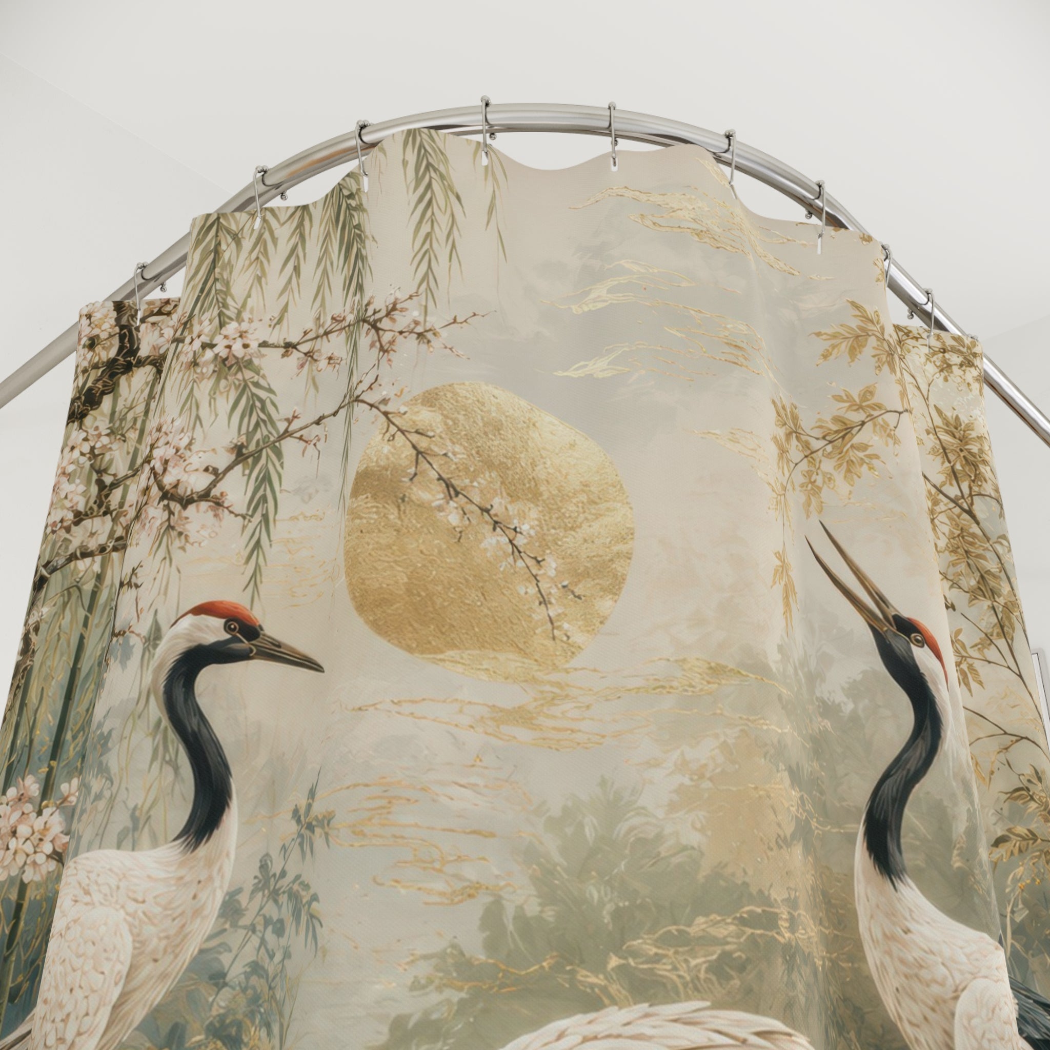 Crane Shower Curtain: Asian Garden