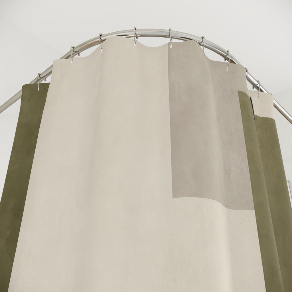 Modern Geometric Olive Green Shower Curtain