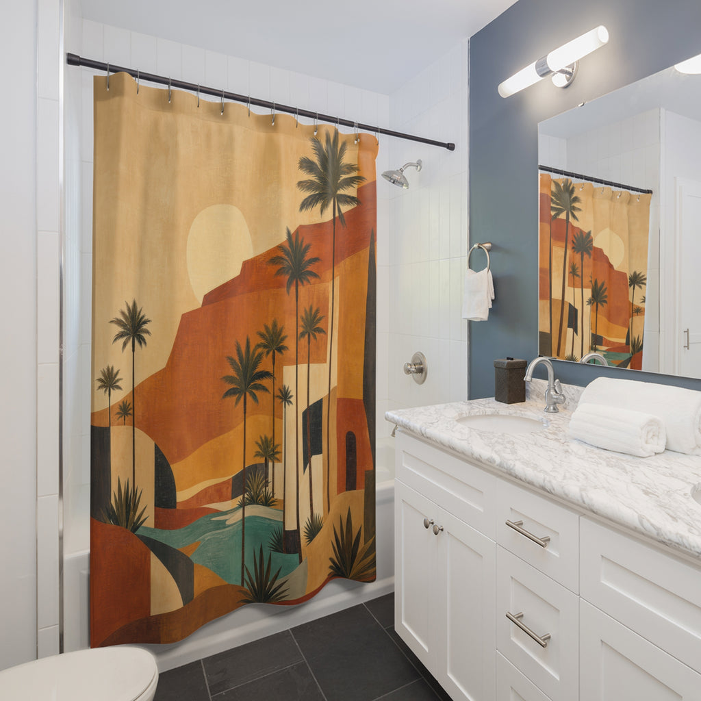 Desert Palm Mid Century Shower Curtain