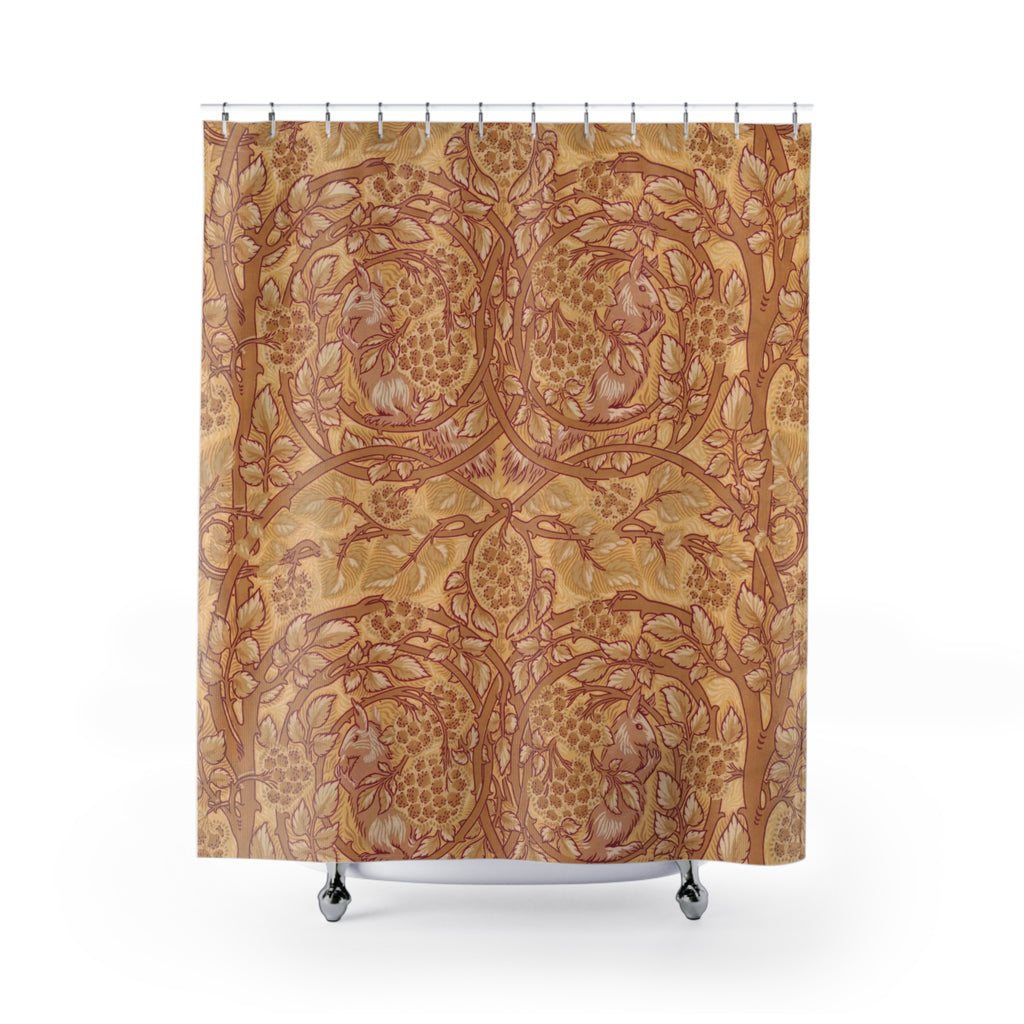 Bramble & Squirrel Shower Curtain – 1882 Ochre Brown