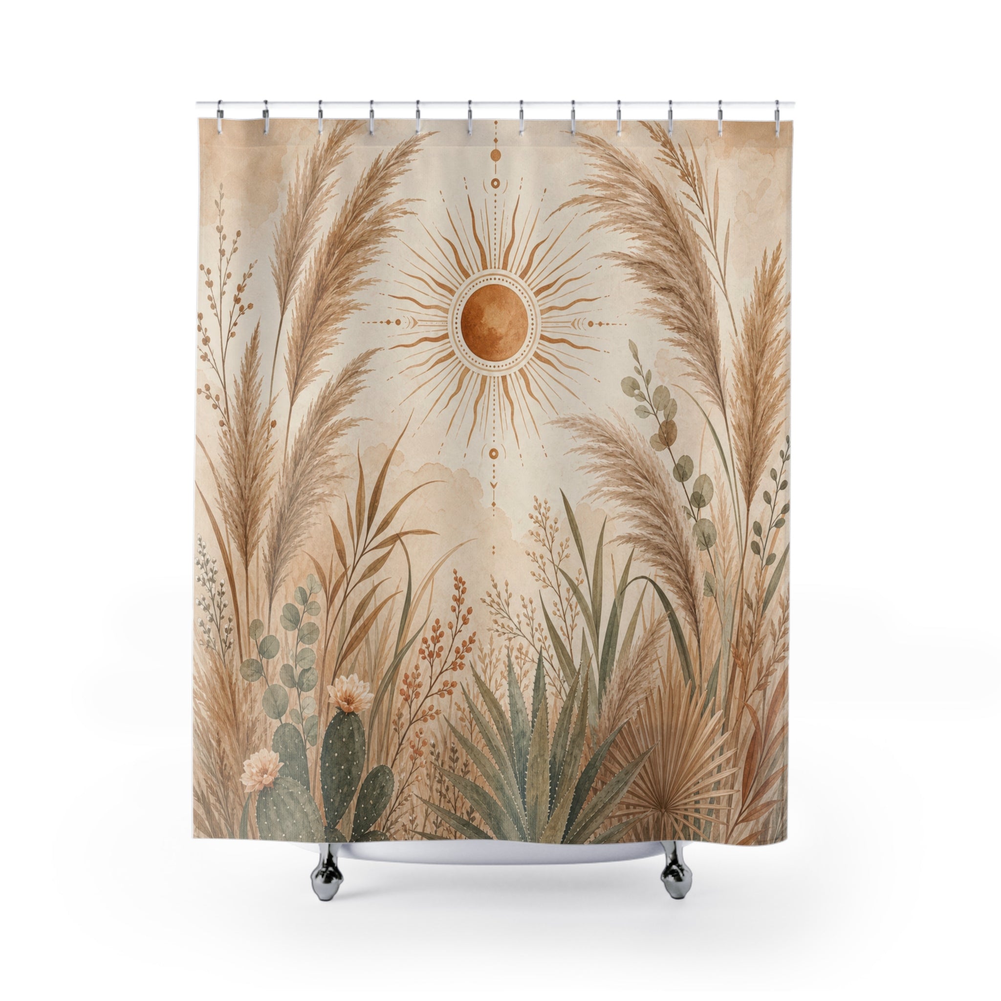 Neutral Boho Pampas Shower Curtain