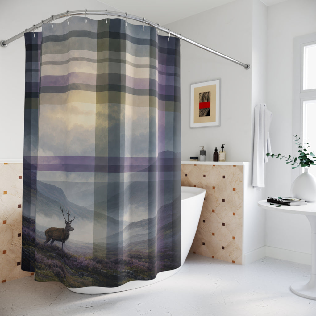 Highland Stag Plaid Shower Curtain