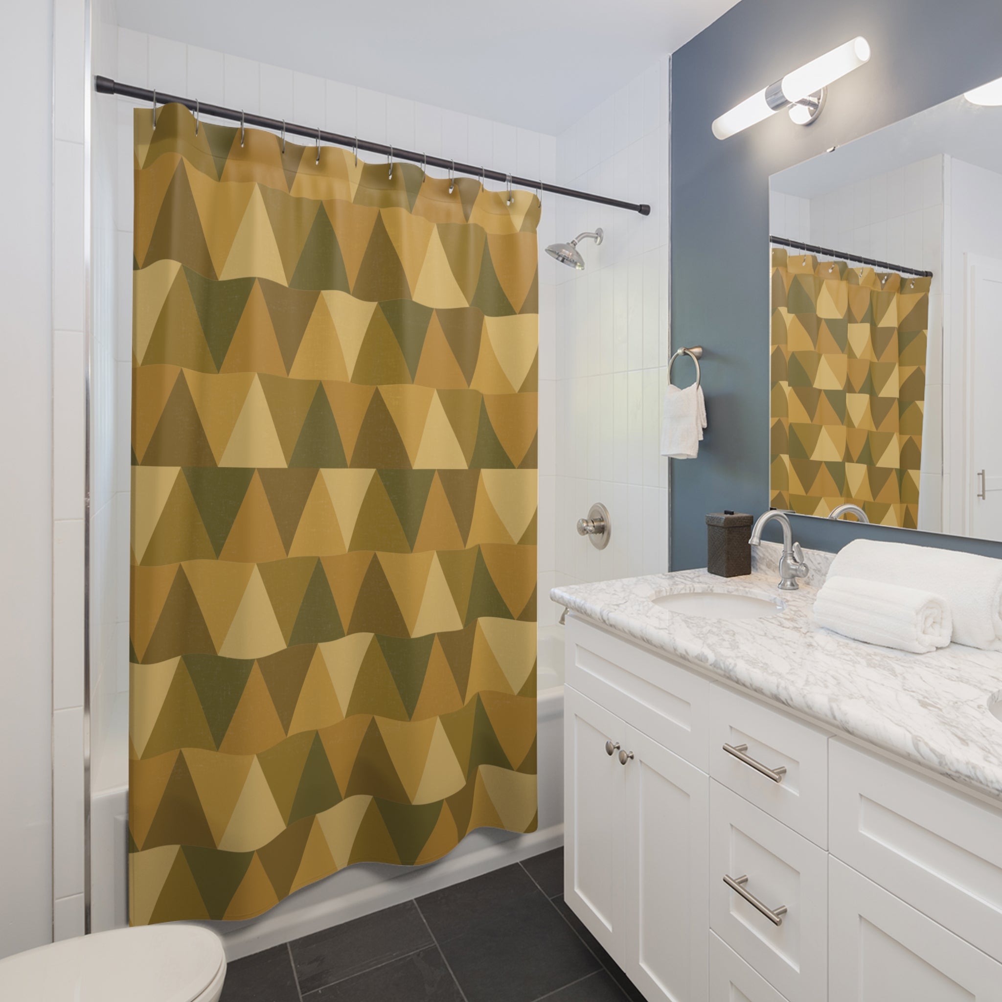 Ochre Shower Curtain: Geometric Tessellation