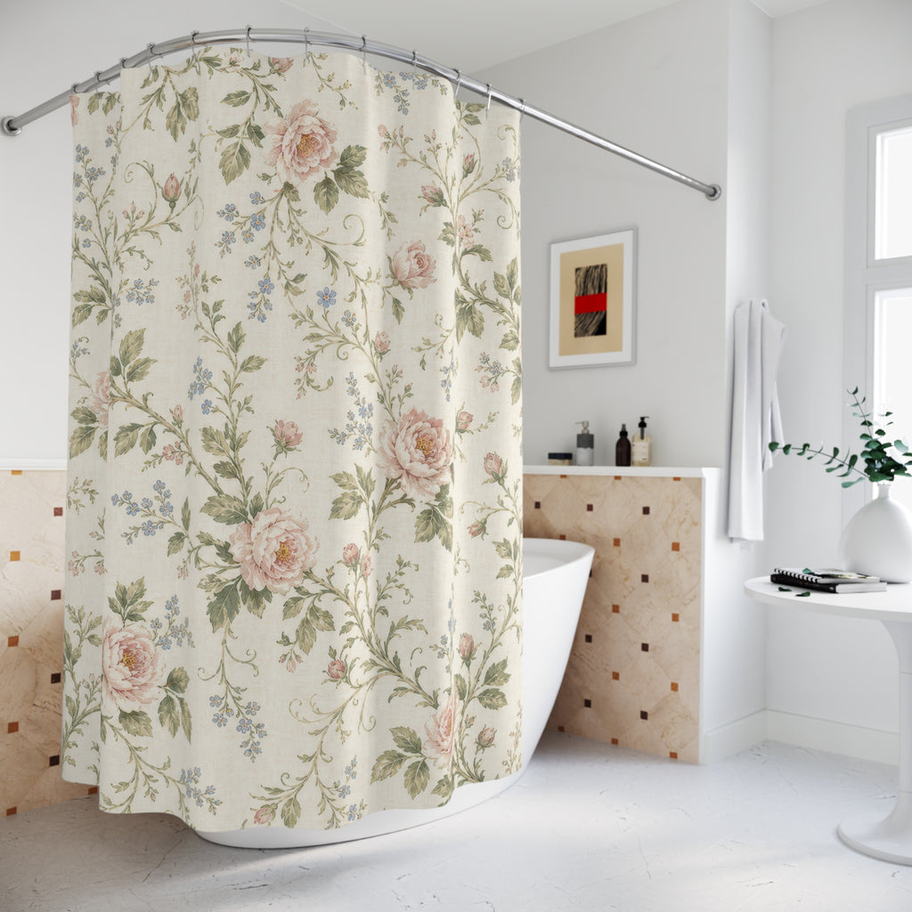 Vintage Floral Cottage Rose Shower Curtain