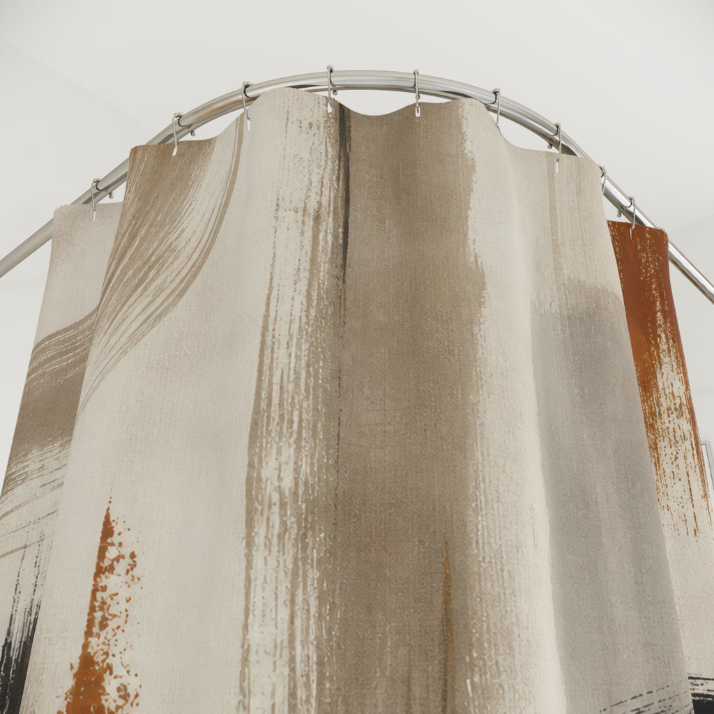 Black Tan Brushstroke Shower Curtain