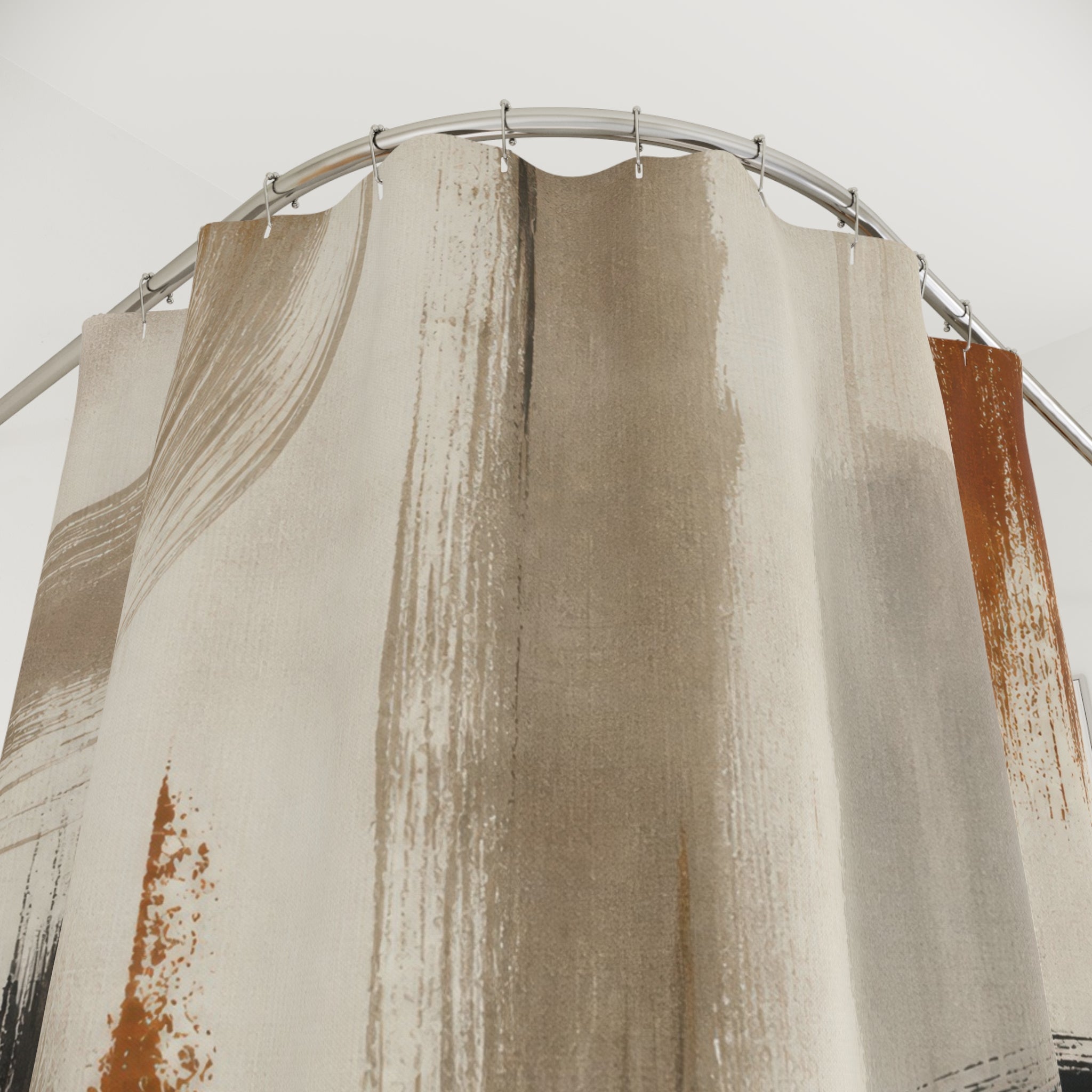 Black Tan Brushstroke Shower Curtain