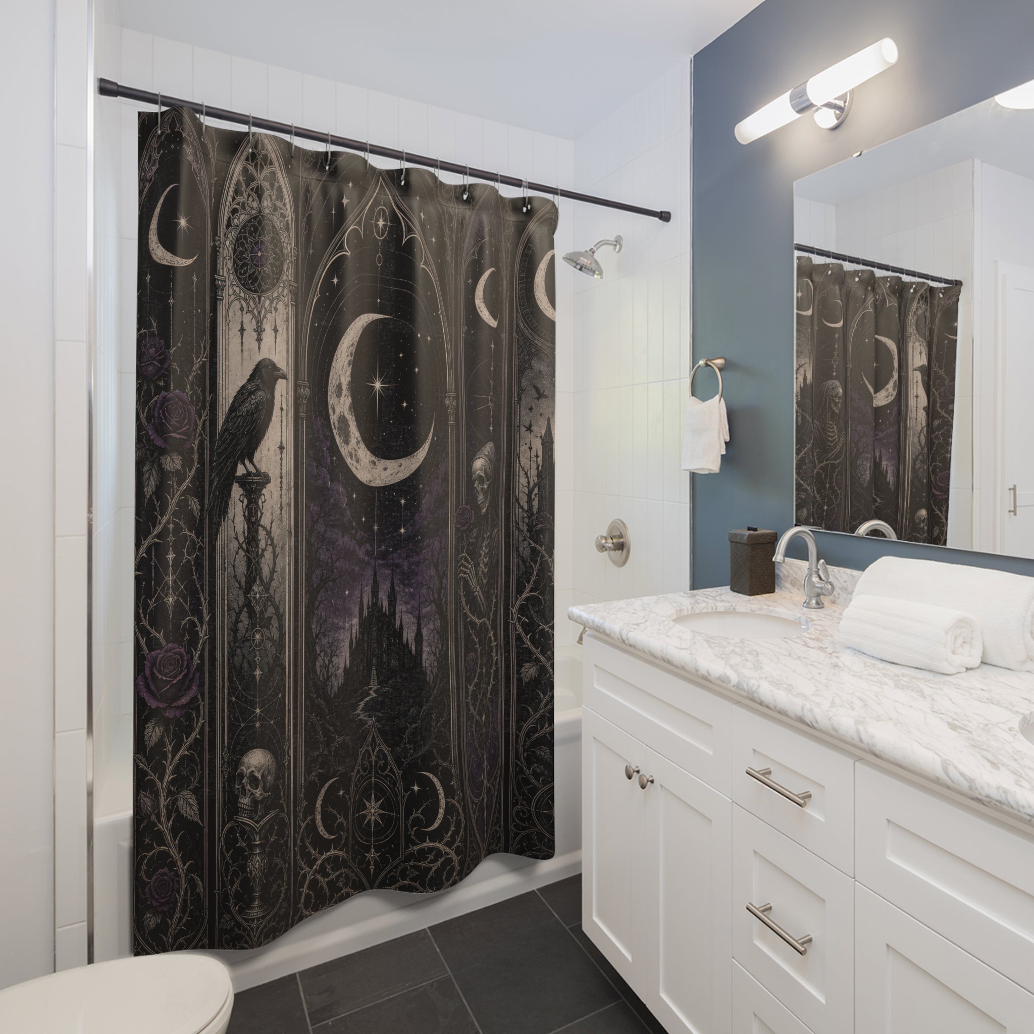 Celestial Gothic Story Panels Shower Curtain