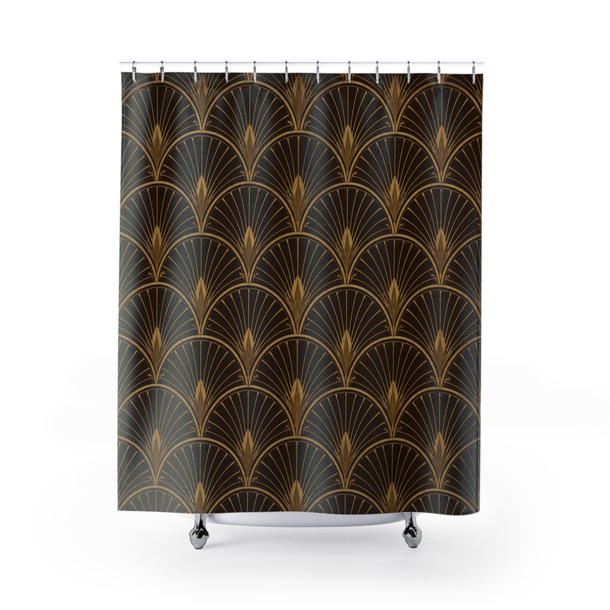 Black Brown Fan Arch Shower Curtain