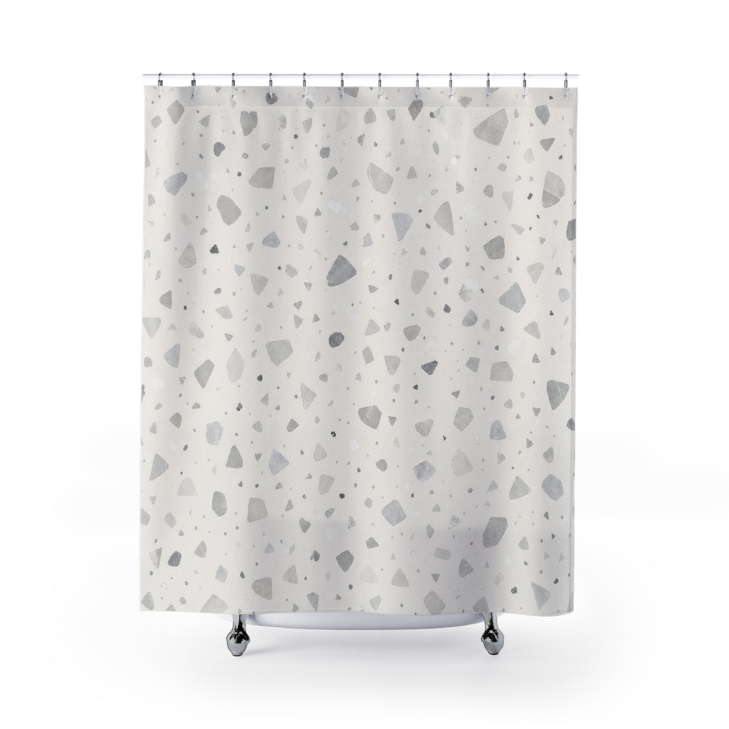 Grey White Terrazzo Shower Curtain