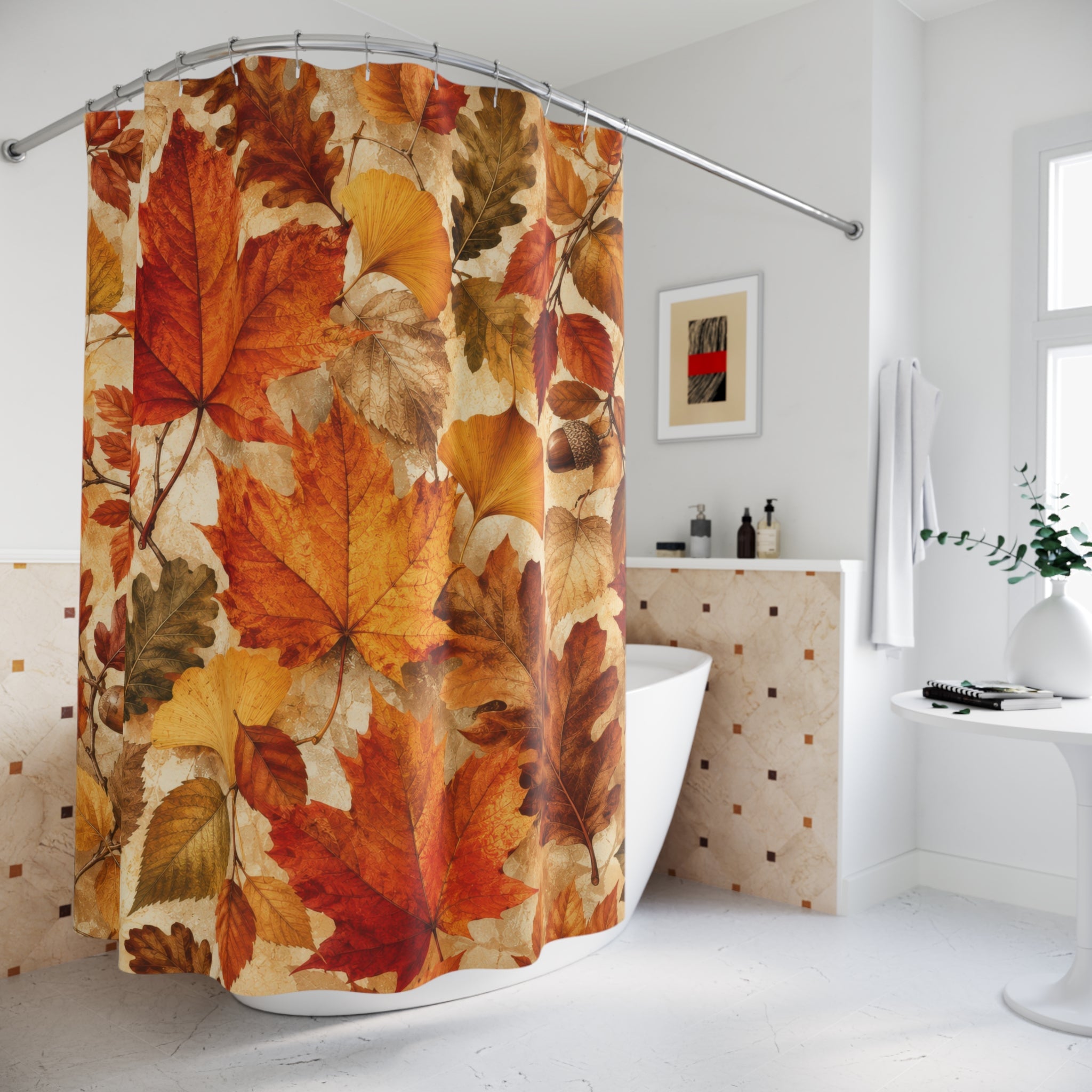 Autumn Leaves Shower Curtain: Orange Brown