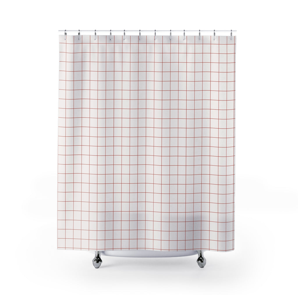 Red & White Windowpane Shower Curtain – Grid