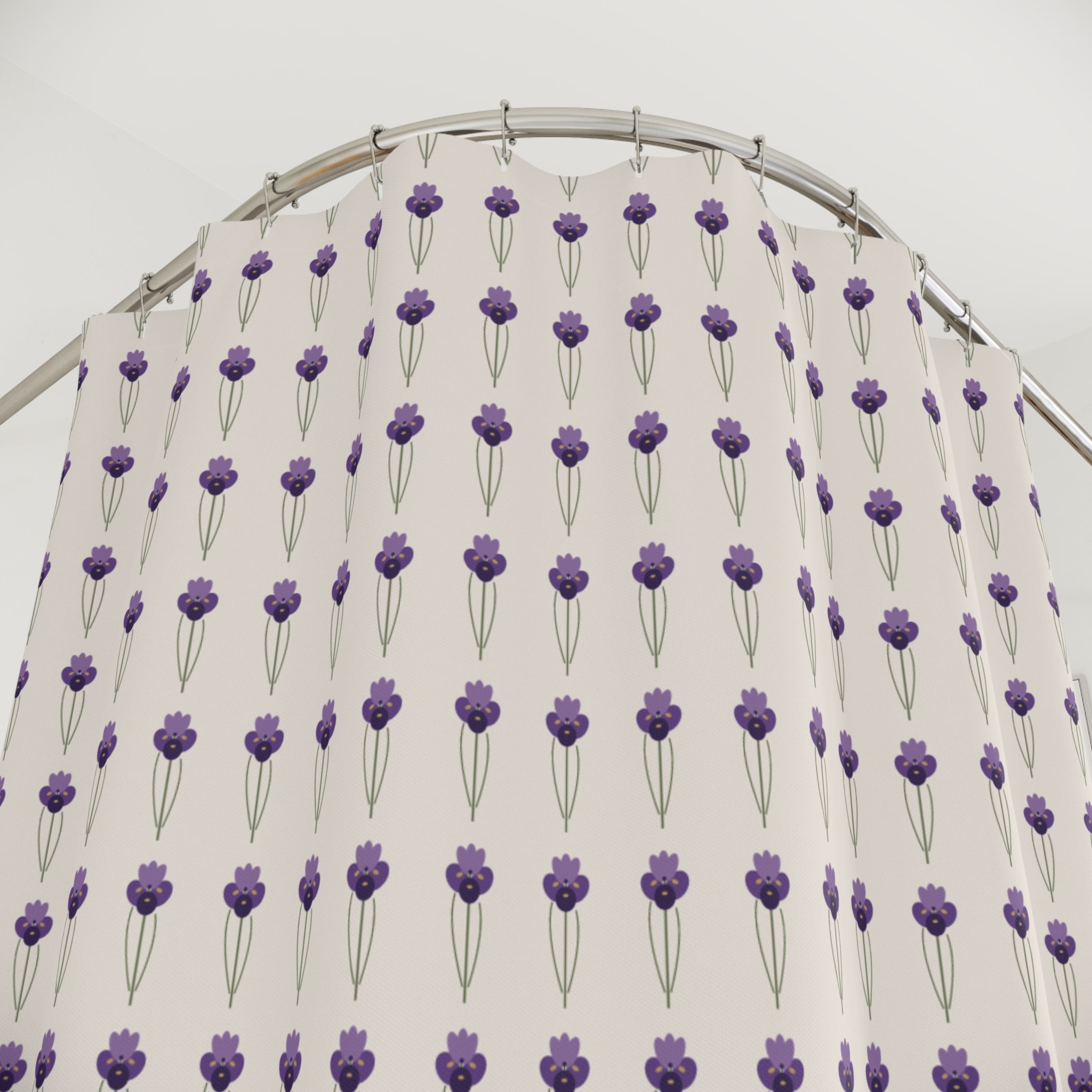Art Nouveau Iris Shower Curtain – Purple on Cream