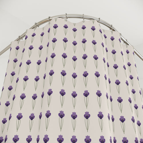 Art Nouveau Iris Shower Curtain – Purple on Cream