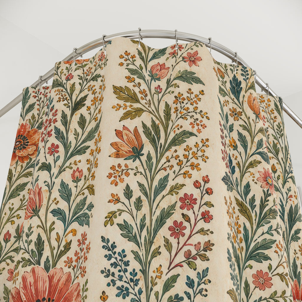 Vertical Wildflower Striped Shower Curtain