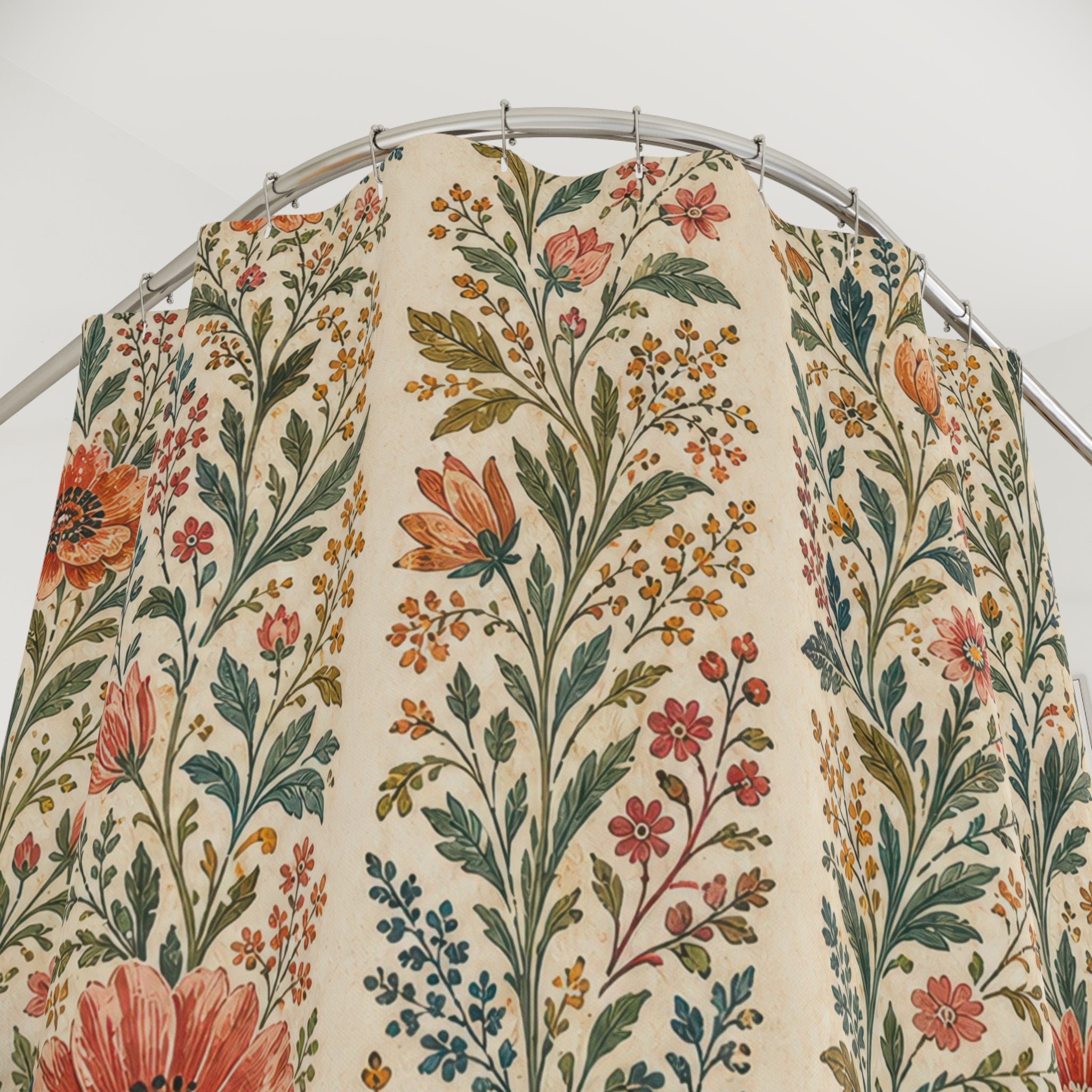 Vertical Wildflower Striped Shower Curtain