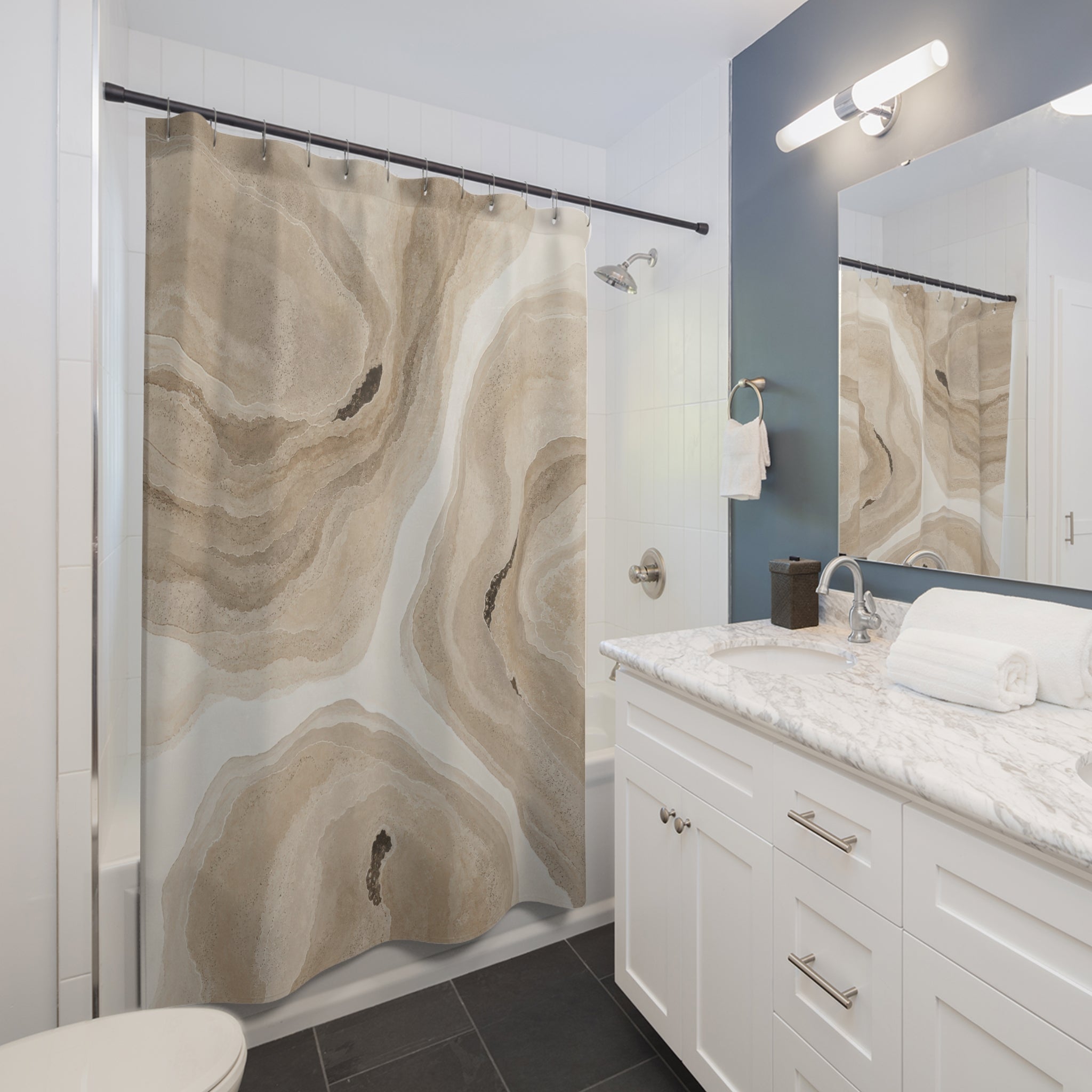 Travertine River Beige Abstract Shower Curtain