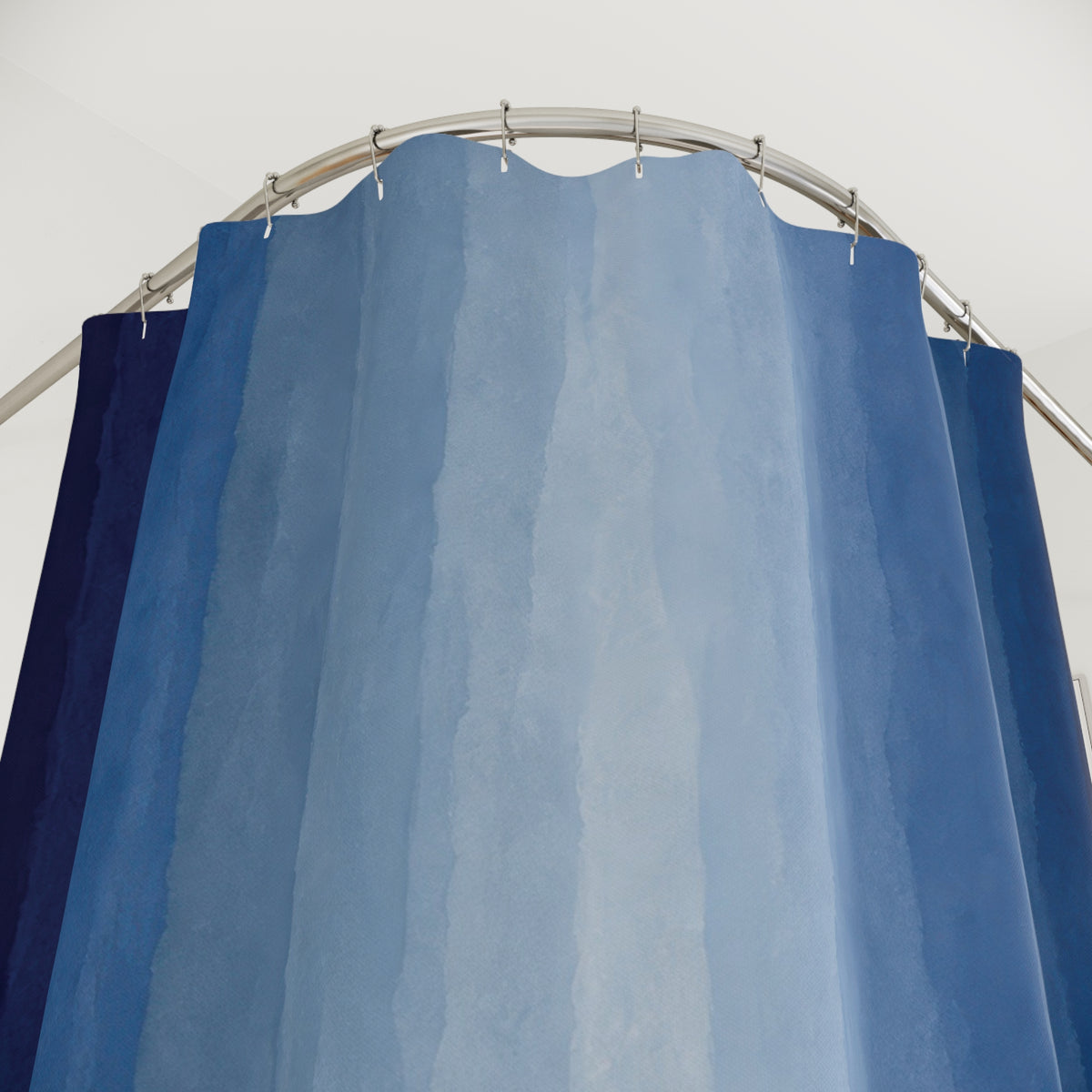 Navy Pale Blue Ombre Vertical Stripe Shower Curtain