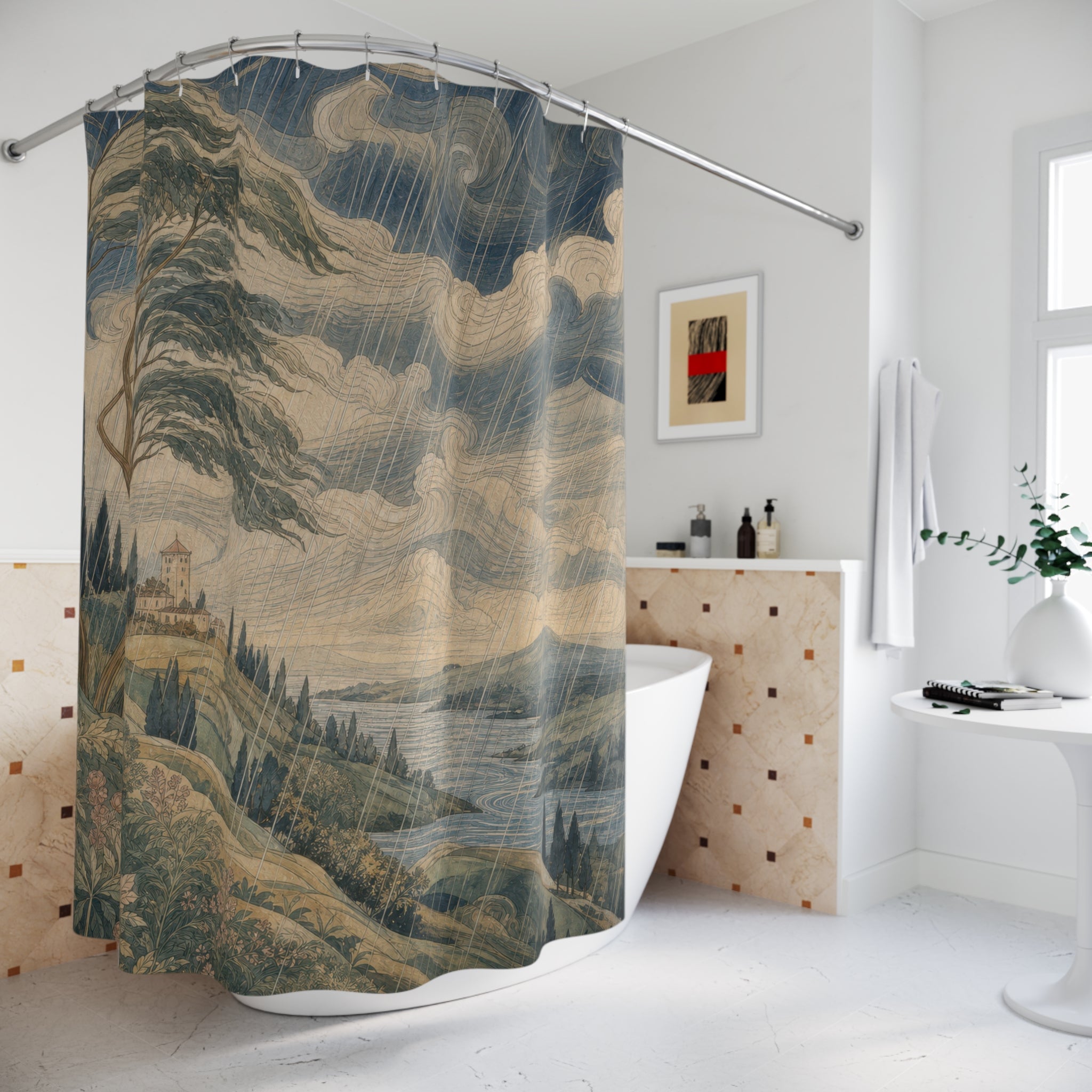 Wind Bent Landscape Print Shower Curtain