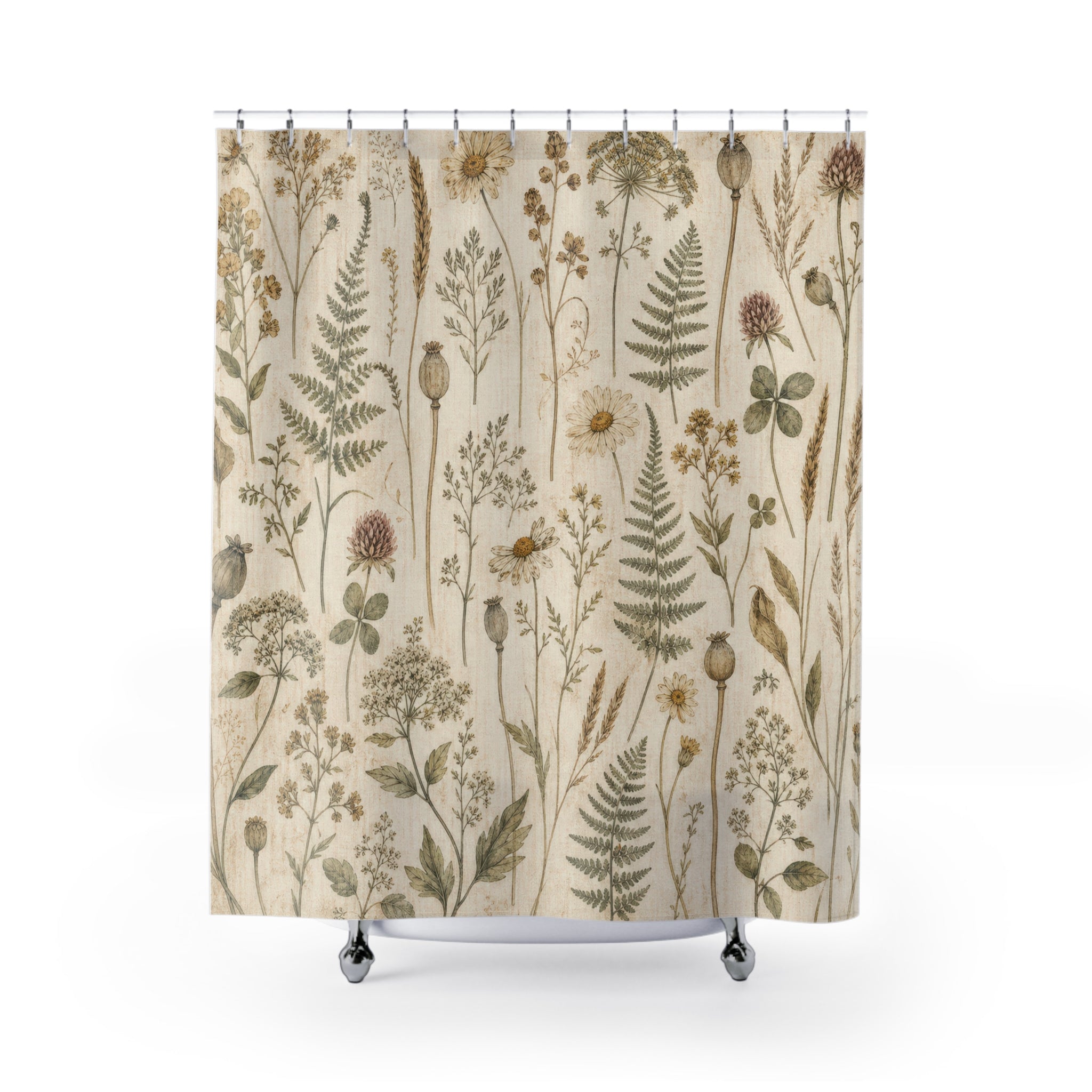 Pressed Herbarium Botanical Shower Curtain
