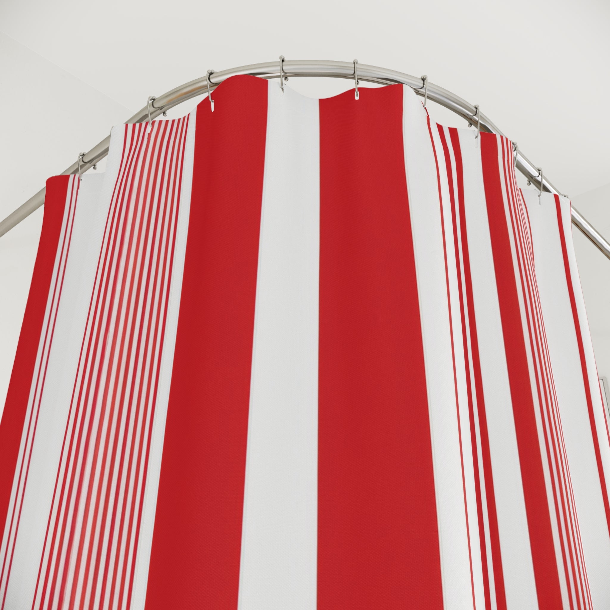 Red White Modern Stripe Shower Curtain