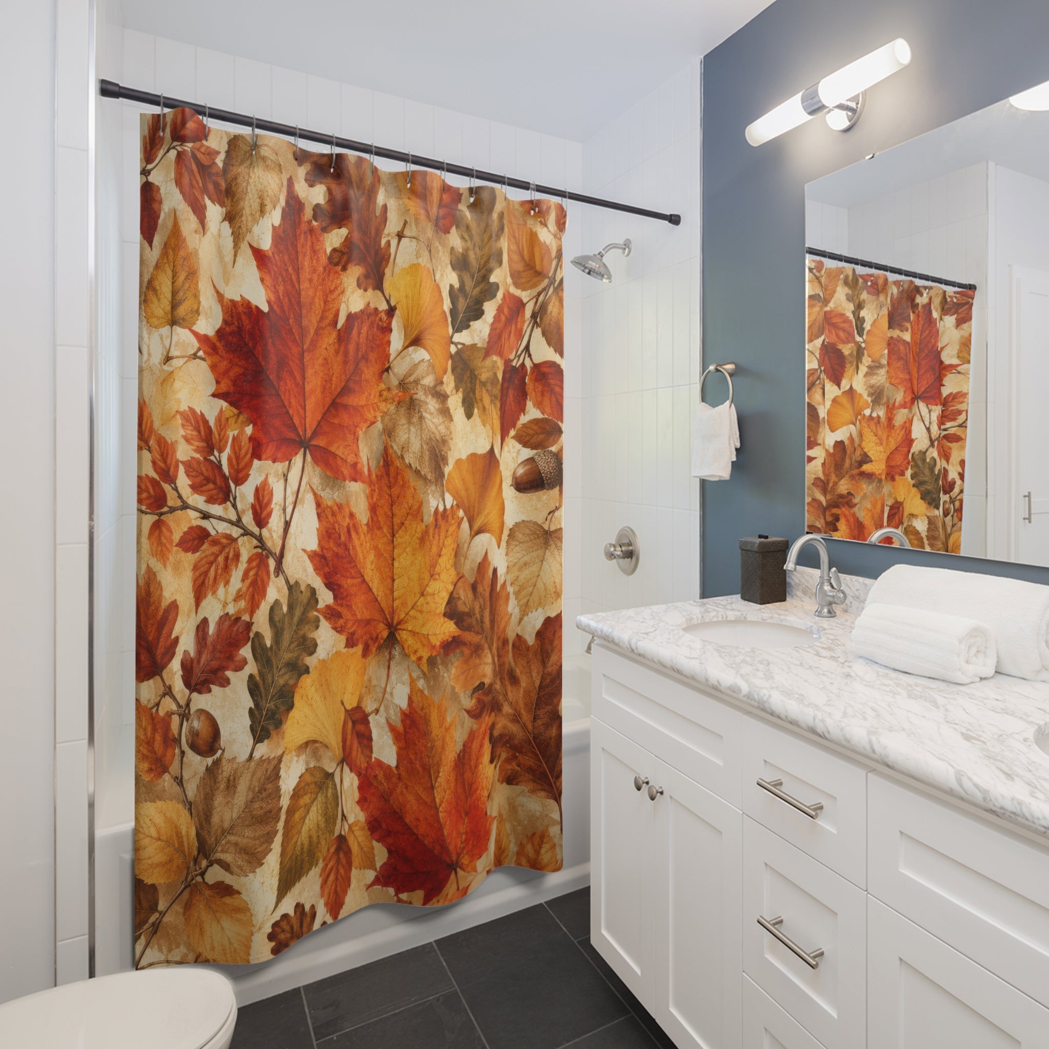 Autumn Leaves Shower Curtain: Orange Brown