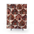 Terracotta and rose log cabin pattern shower curtain with full front view