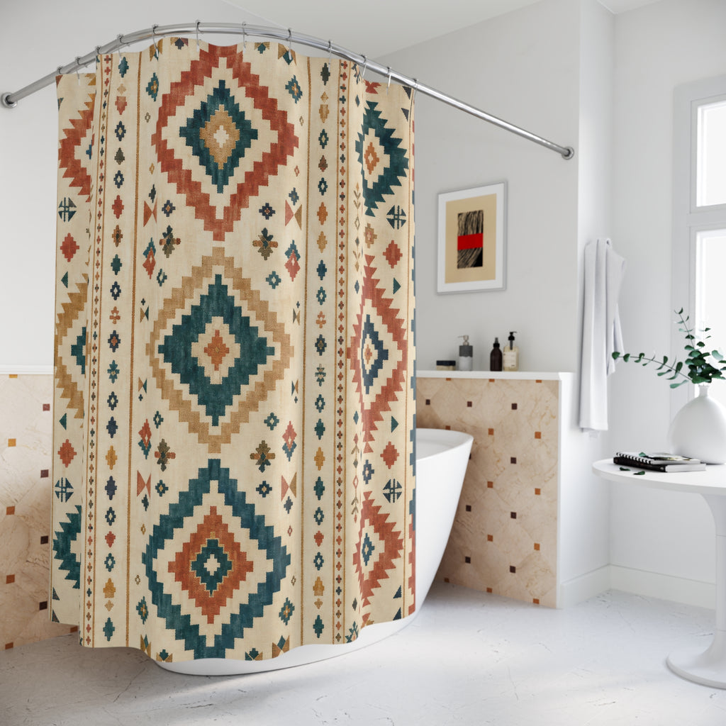 Southwestern Boho Geometric Shower Curtain
